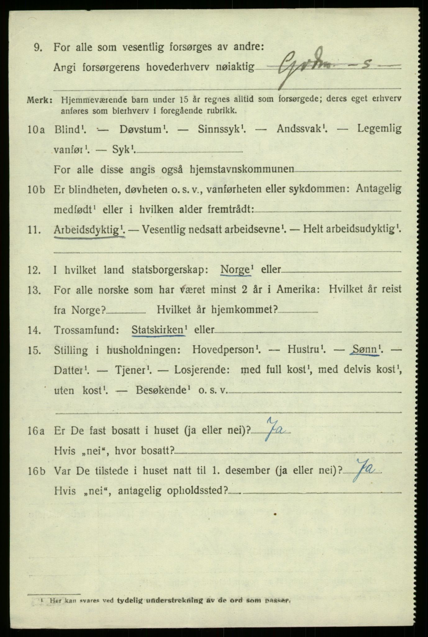 SAB, 1920 census for Samnanger, 1920, p. 4222