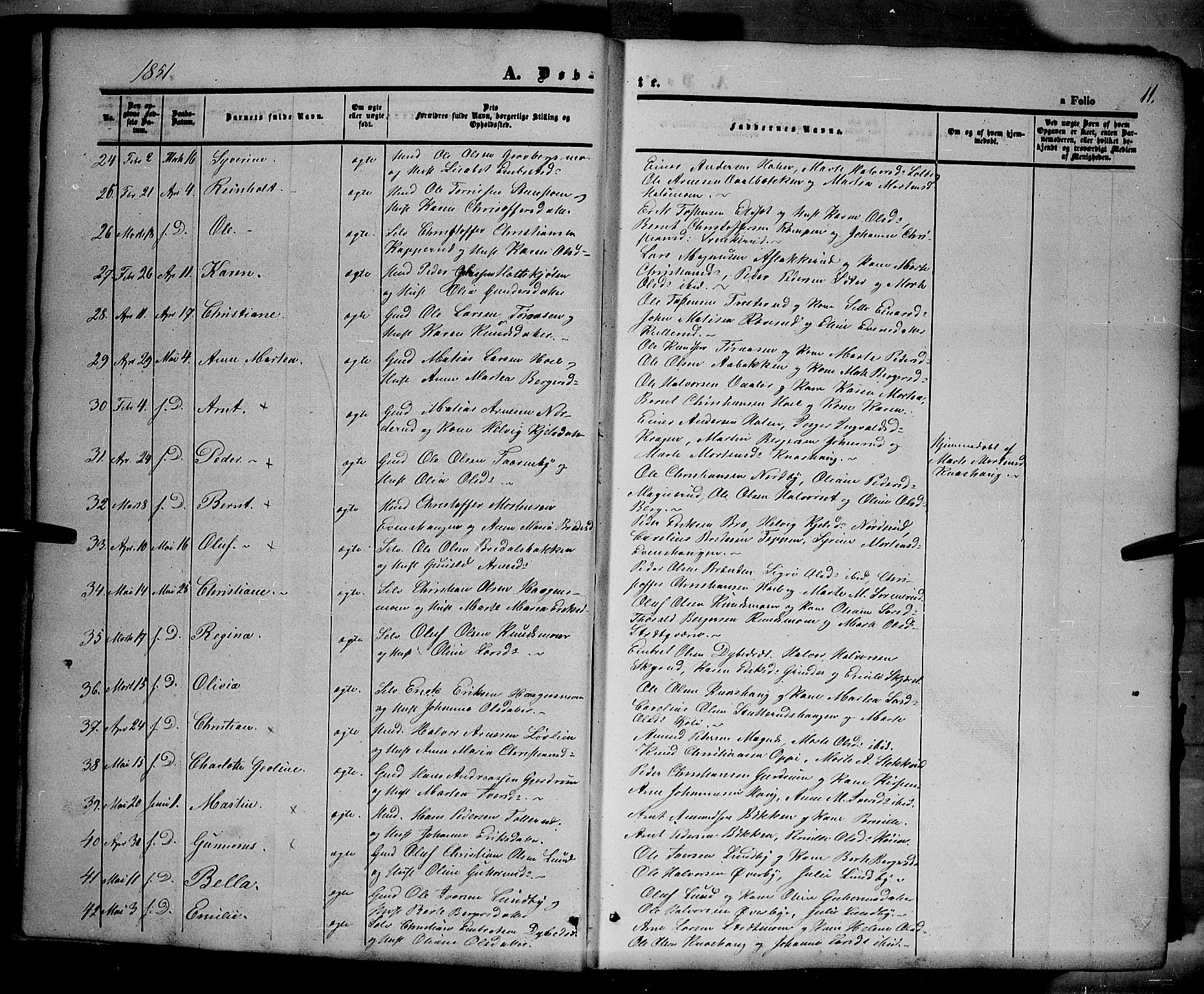 Våler prestekontor, Hedmark, SAH/PREST-040/H/Ha/Haa/L0001: Parish register (official) no. 1, 1849-1878, p. 11