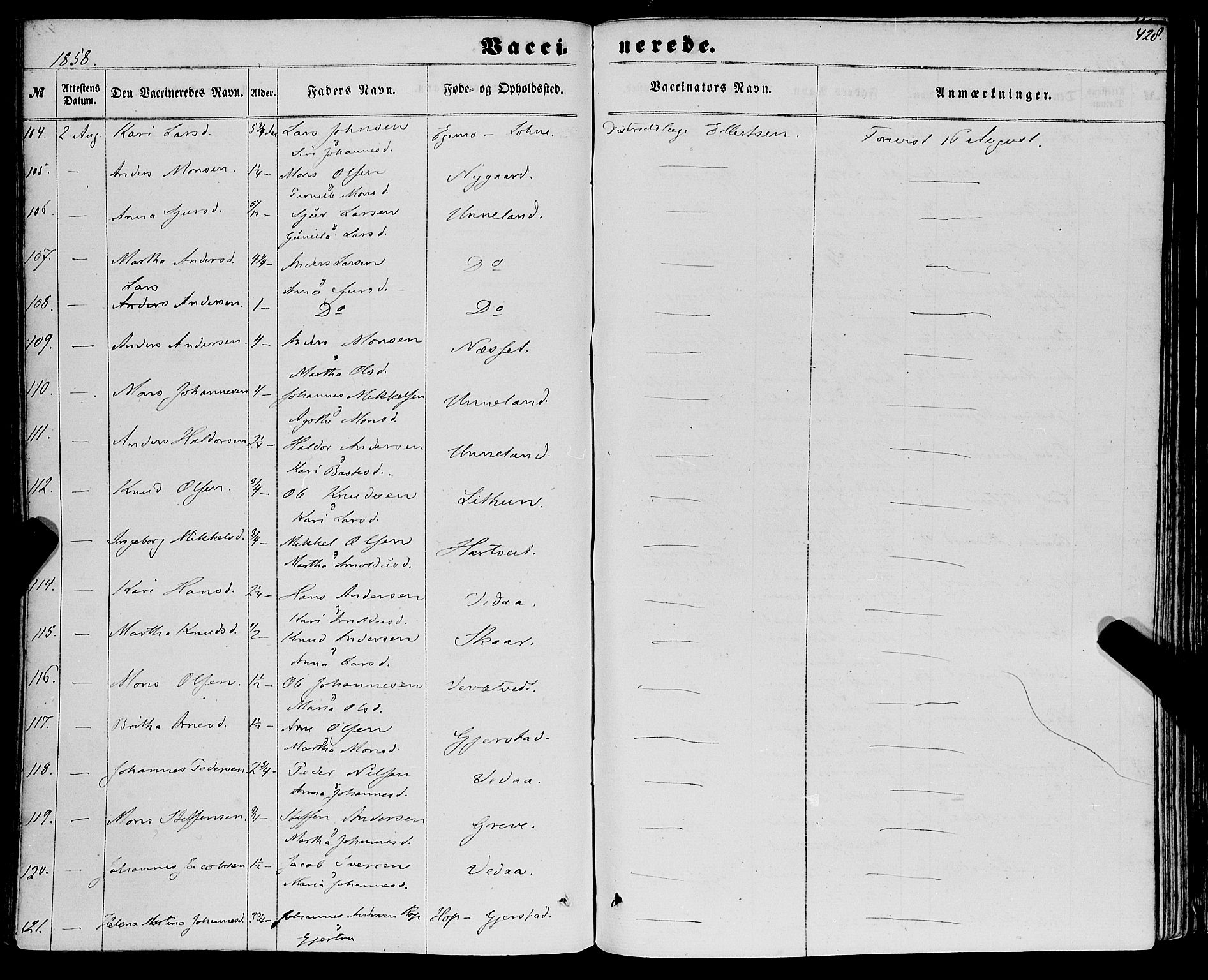 Haus sokneprestembete, AV/SAB-A-75601/H/Haa: Parish register (official) no. A 17, 1858-1870, p. 428