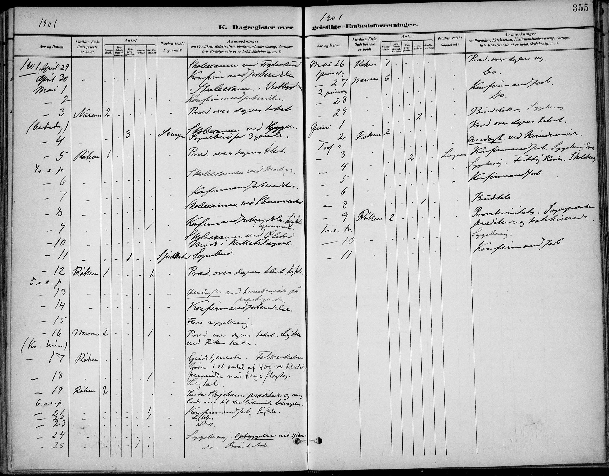 Røyken kirkebøker, AV/SAKO-A-241/F/Fa/L0009: Parish register (official) no. 9, 1898-1911, p. 355