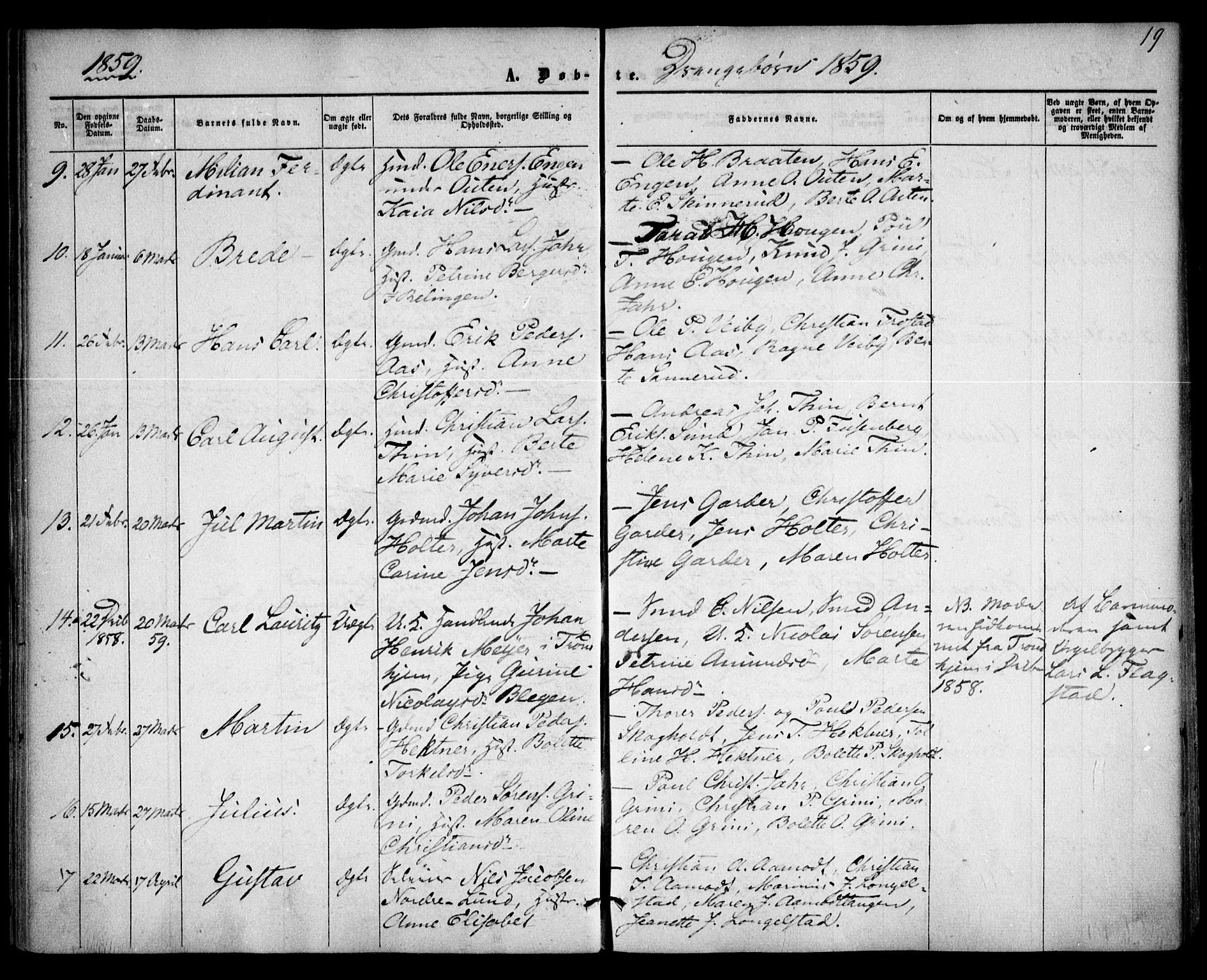 Fet prestekontor Kirkebøker, SAO/A-10370a/F/Fa/L0011: Parish register (official) no. I 11, 1857-1866, p. 19