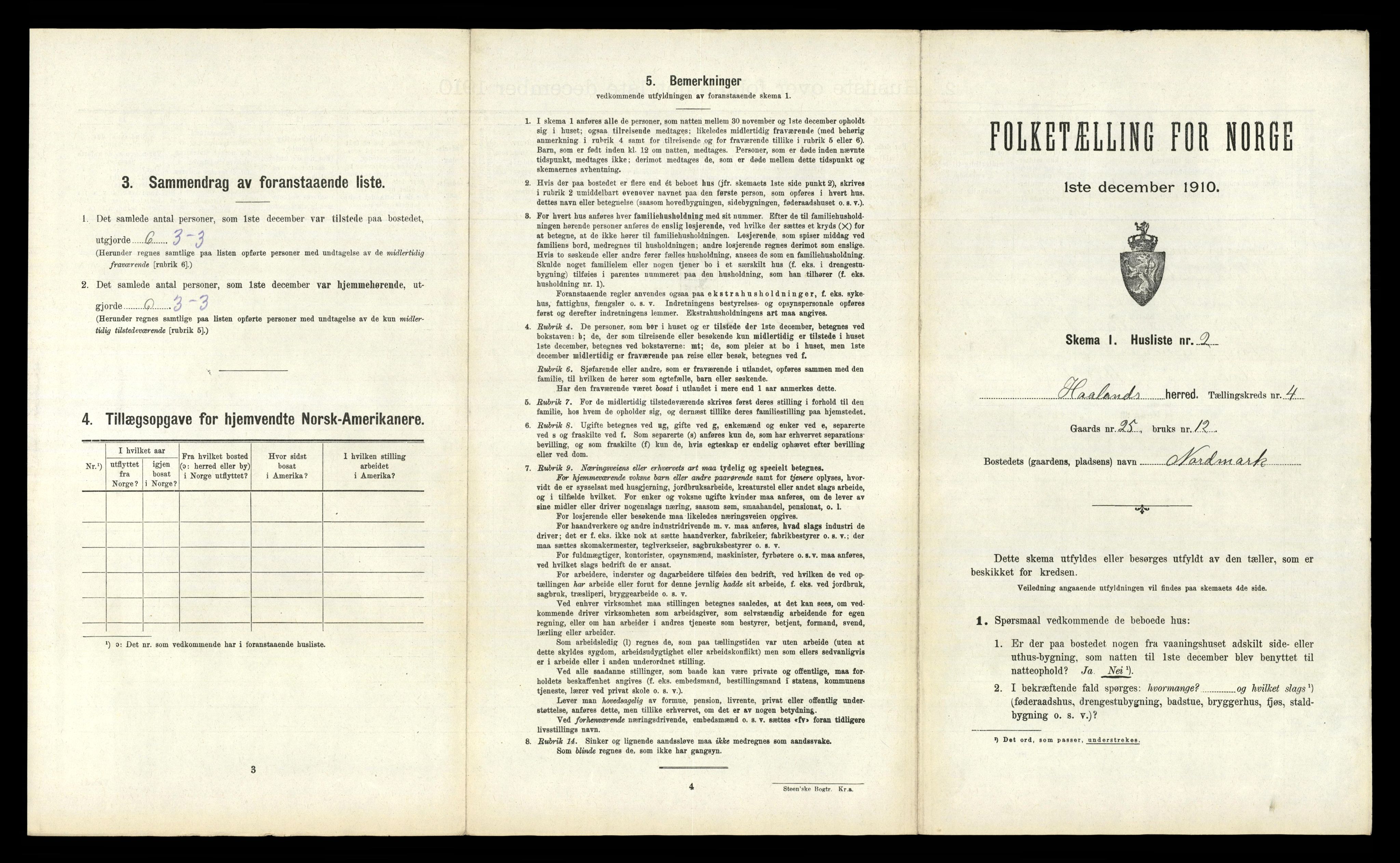 RA, 1910 census for Håland, 1910, p. 661