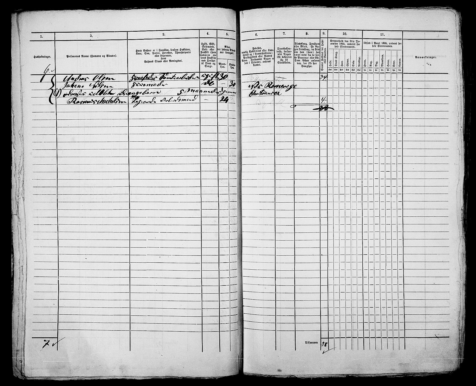 RA, 1865 census for Kristiania, 1865, p. 174