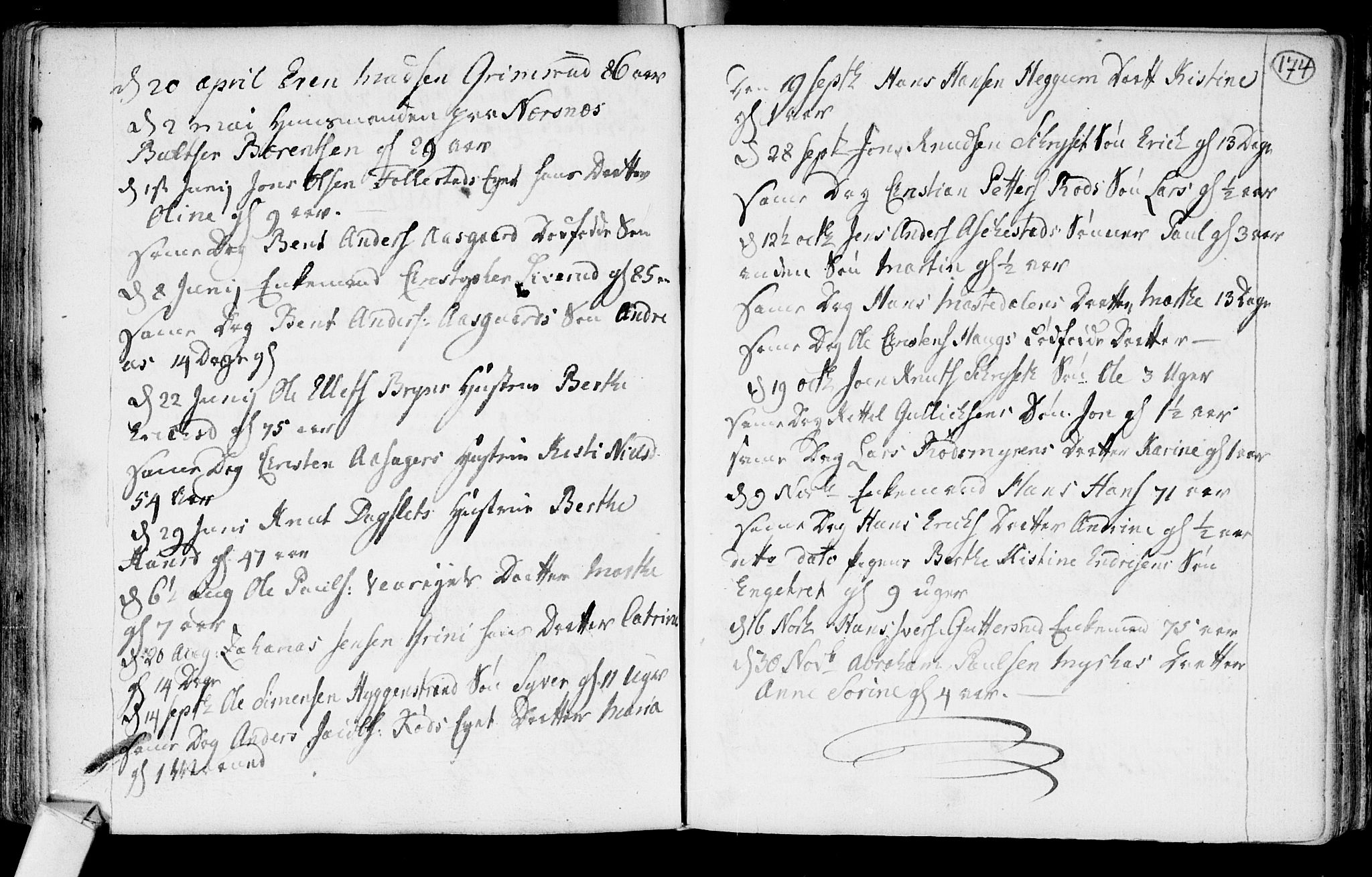 Røyken kirkebøker, AV/SAKO-A-241/F/Fa/L0003: Parish register (official) no. 3, 1782-1813, p. 174