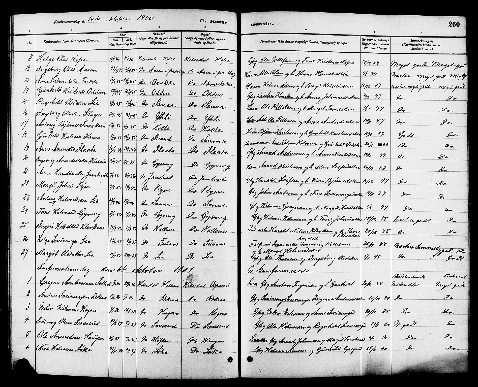 Heddal kirkebøker, SAKO/A-268/G/Ga/L0002: Parish register (copy) no. I 2, 1879-1908, p. 260