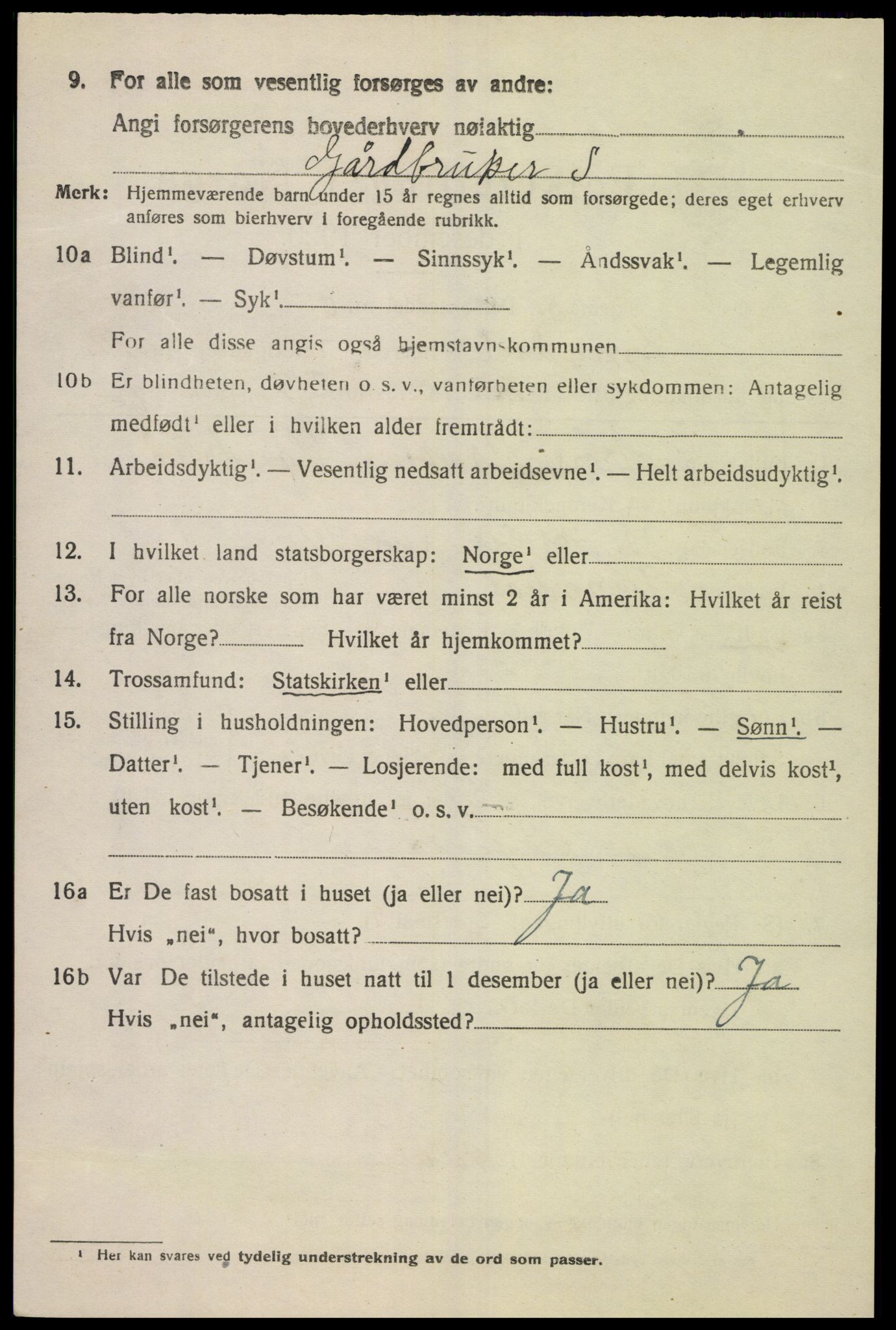 SAK, 1920 census for Lyngdal, 1920, p. 5822