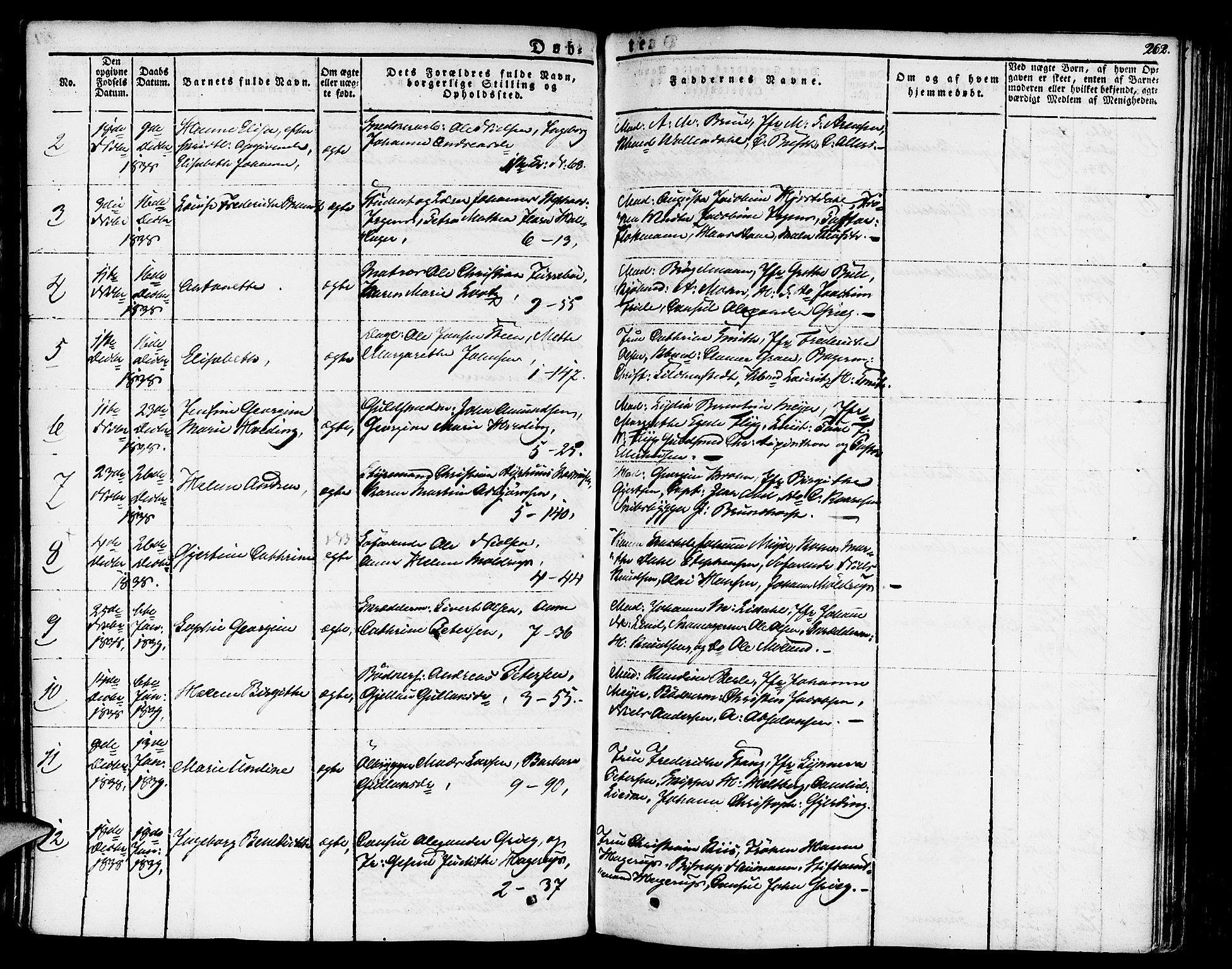 Nykirken Sokneprestembete, SAB/A-77101/H/Haa/L0012: Parish register (official) no. A 12, 1821-1844, p. 262