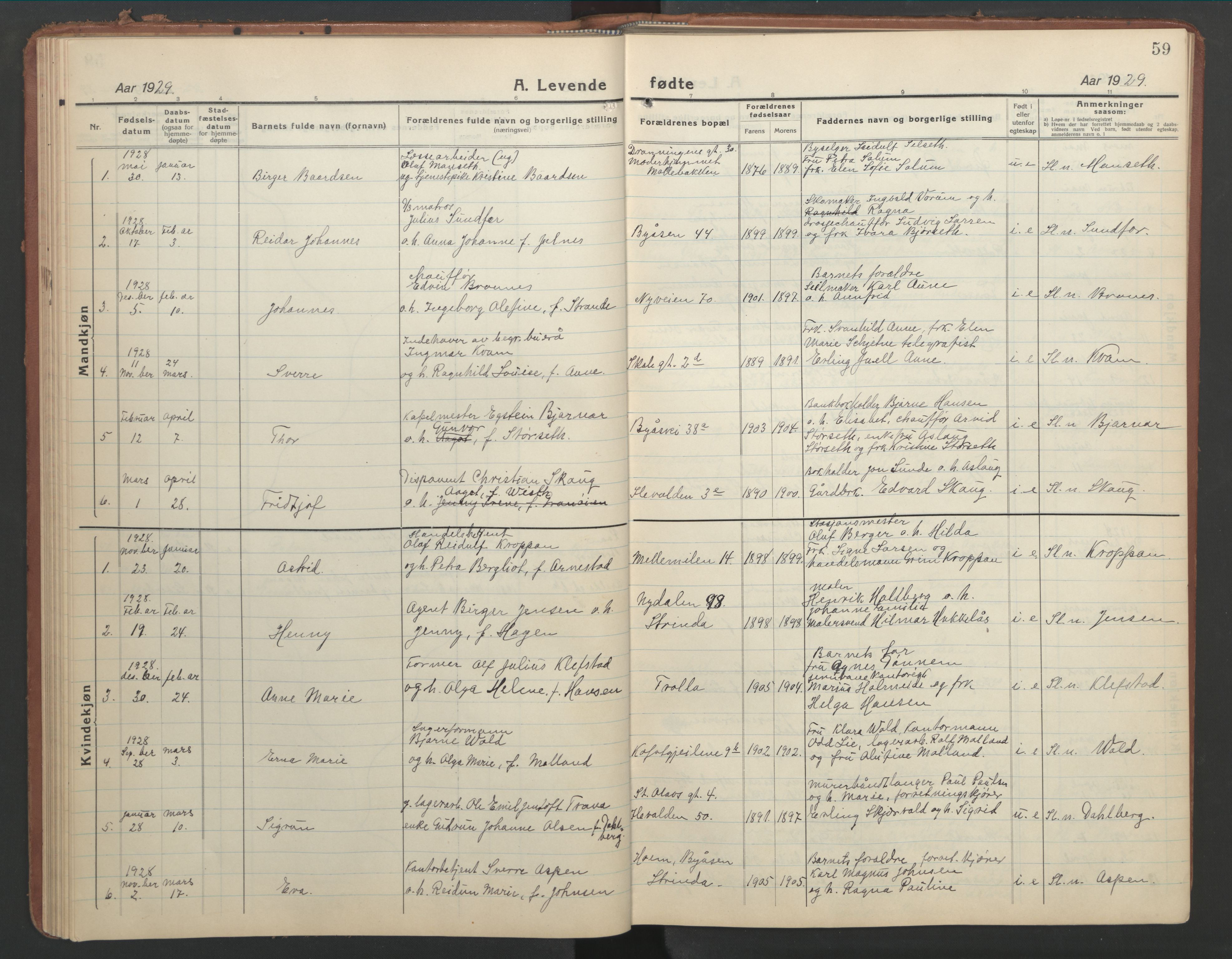 Ministerialprotokoller, klokkerbøker og fødselsregistre - Sør-Trøndelag, SAT/A-1456/603/L0174: Parish register (copy) no. 603C02, 1923-1951, p. 59