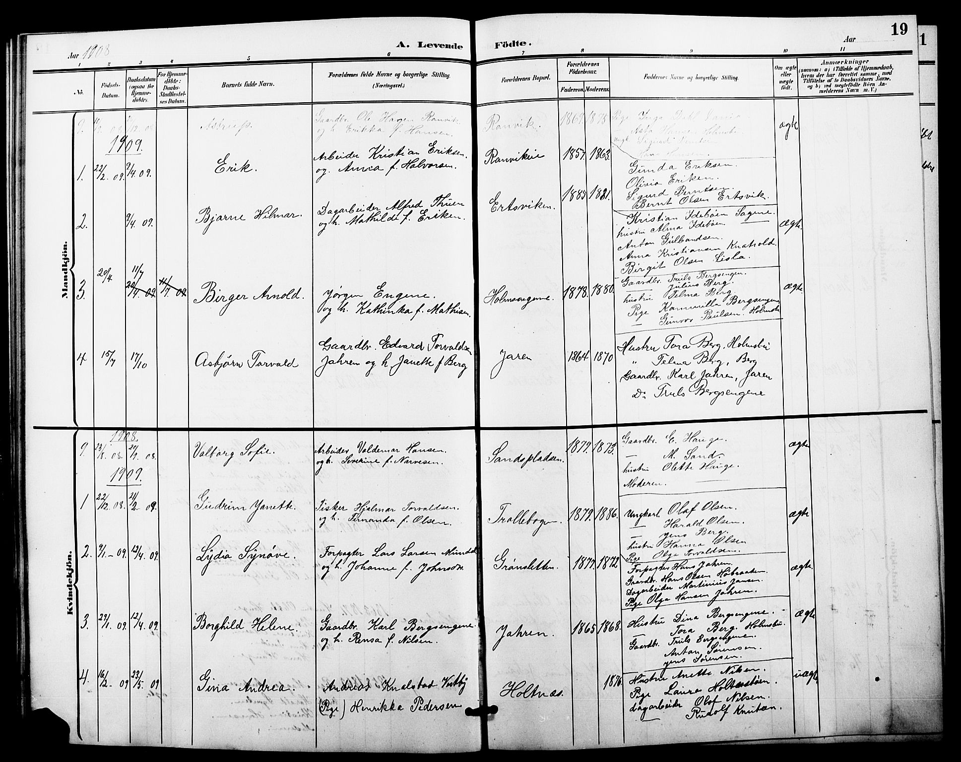 Hurum kirkebøker, SAKO/A-229/G/Gc/L0001: Parish register (copy) no. III 1, 1901-1925, p. 19