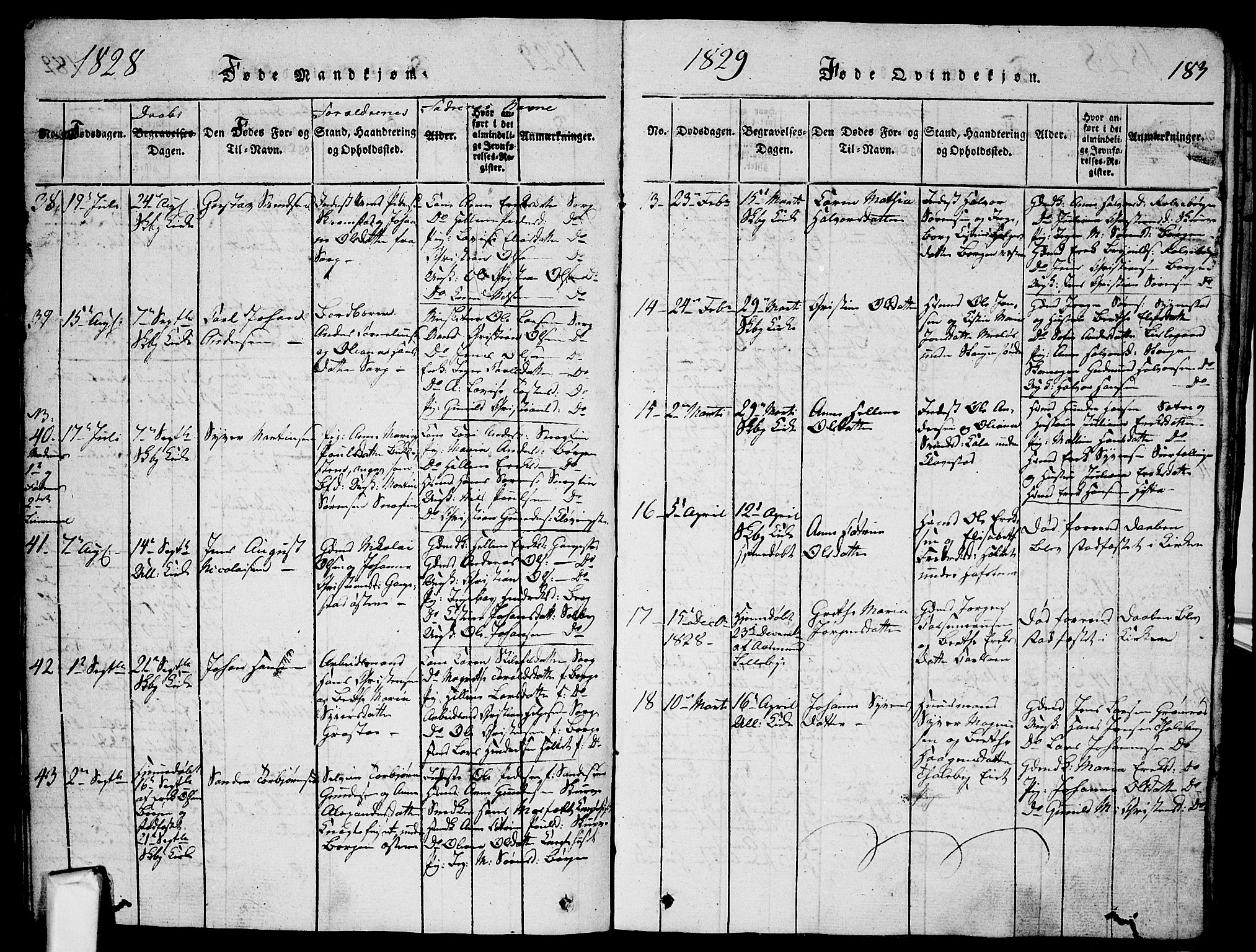 Skjeberg prestekontor Kirkebøker, SAO/A-10923/G/Ga/L0001: Parish register (copy) no. I 1, 1815-1830, p. 183