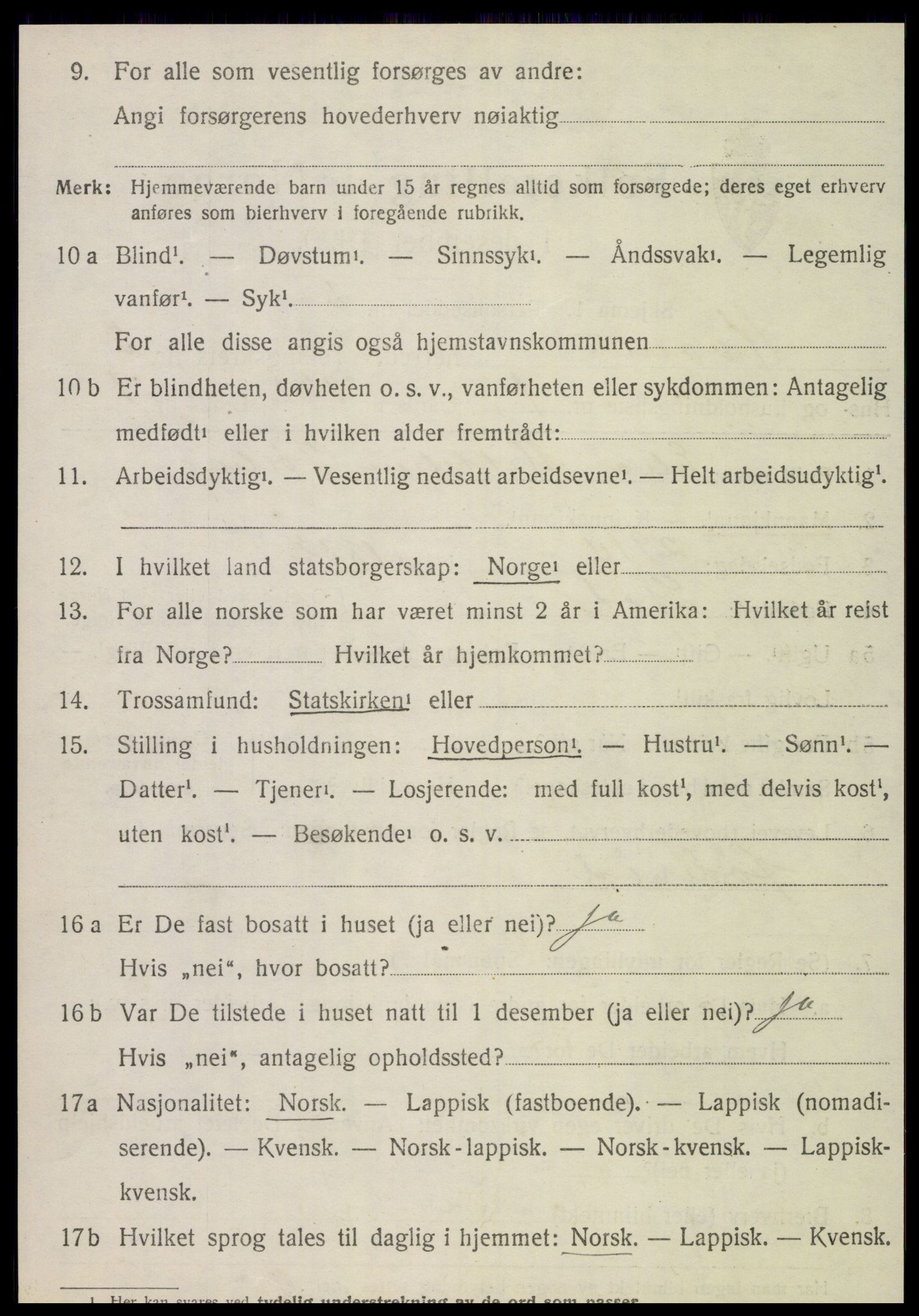 SAT, 1920 census for Kvam, 1920, p. 810