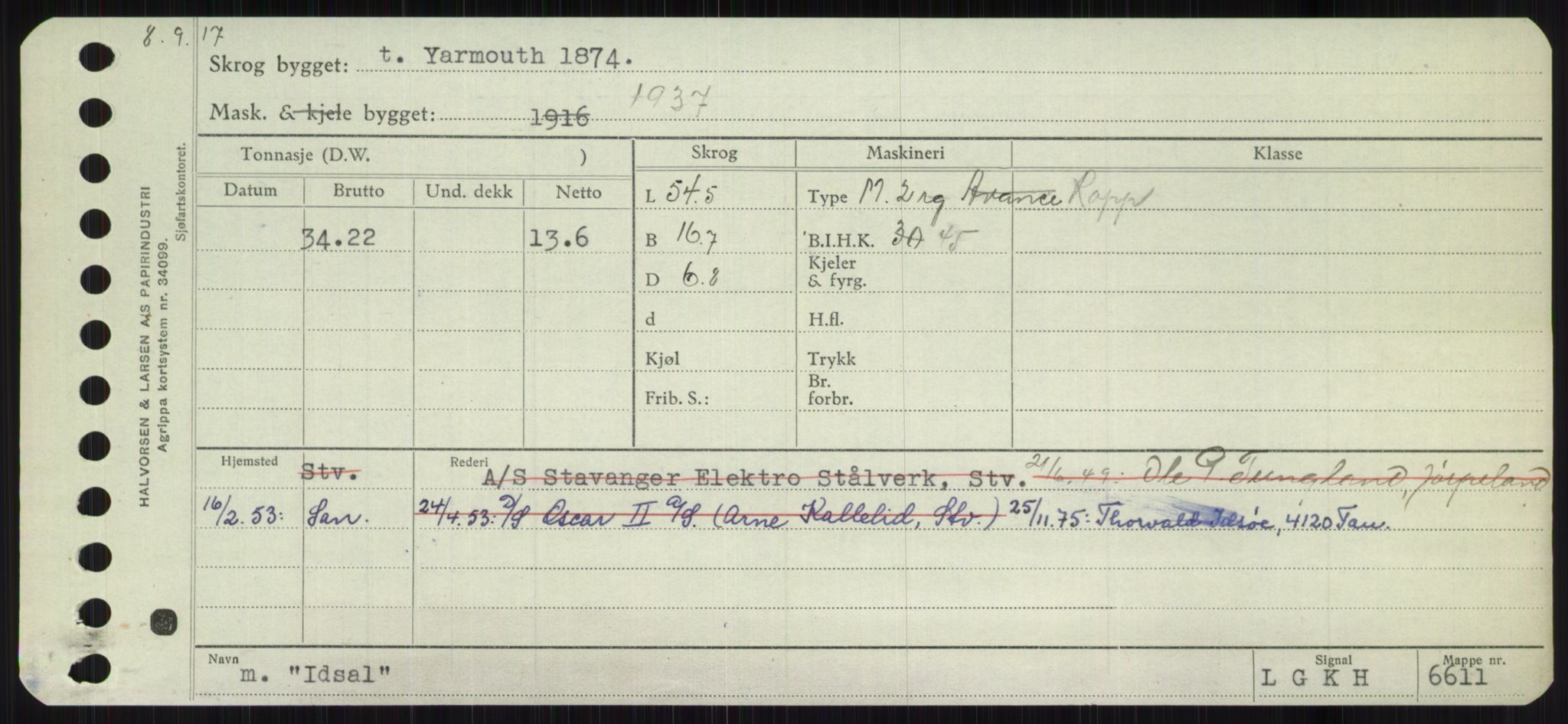 Sjøfartsdirektoratet med forløpere, Skipsmålingen, RA/S-1627/H/Ha/L0003/0001: Fartøy, Hilm-Mar / Fartøy, Hilm-Kol, p. 277