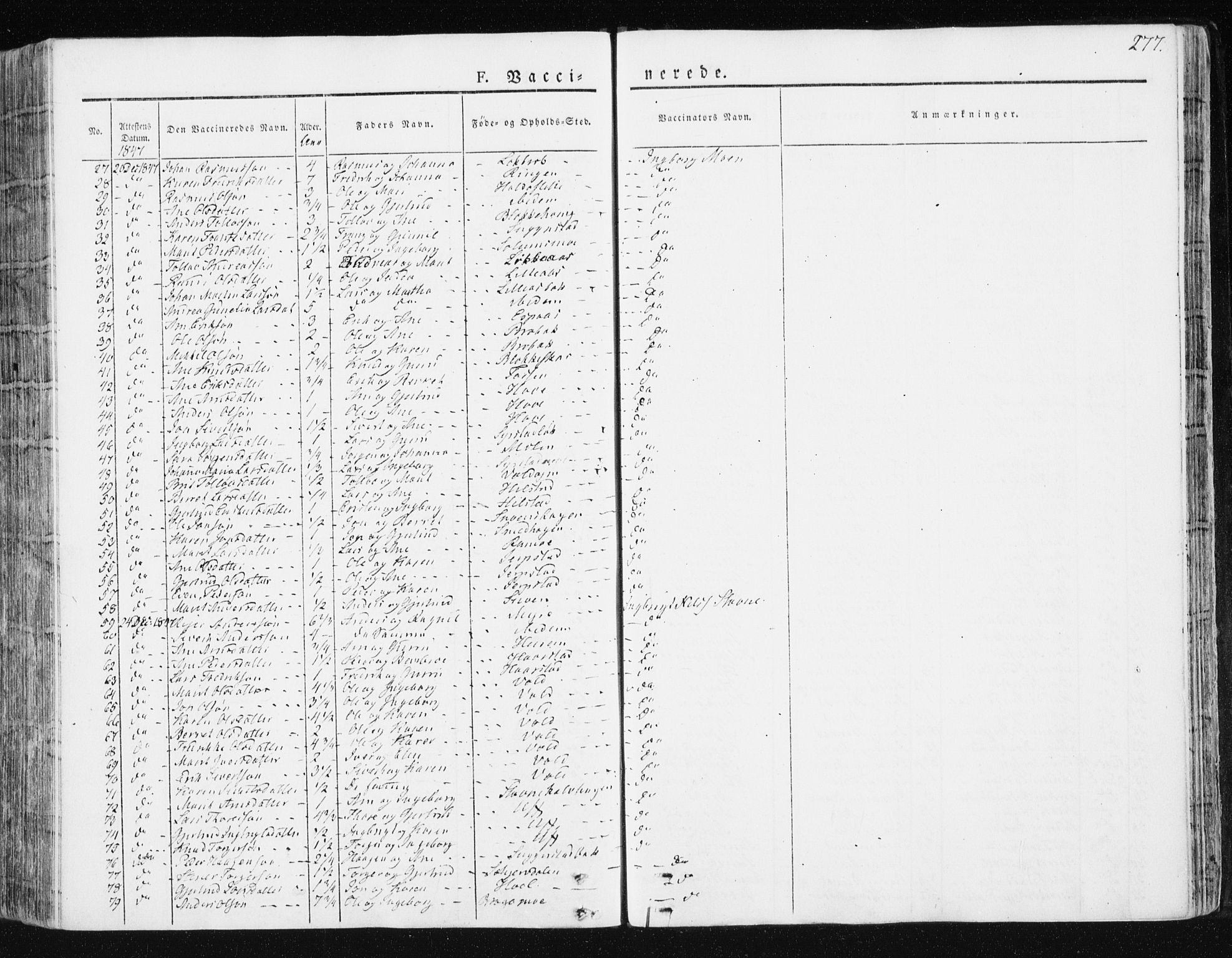 Ministerialprotokoller, klokkerbøker og fødselsregistre - Sør-Trøndelag, AV/SAT-A-1456/672/L0855: Parish register (official) no. 672A07, 1829-1860, p. 277