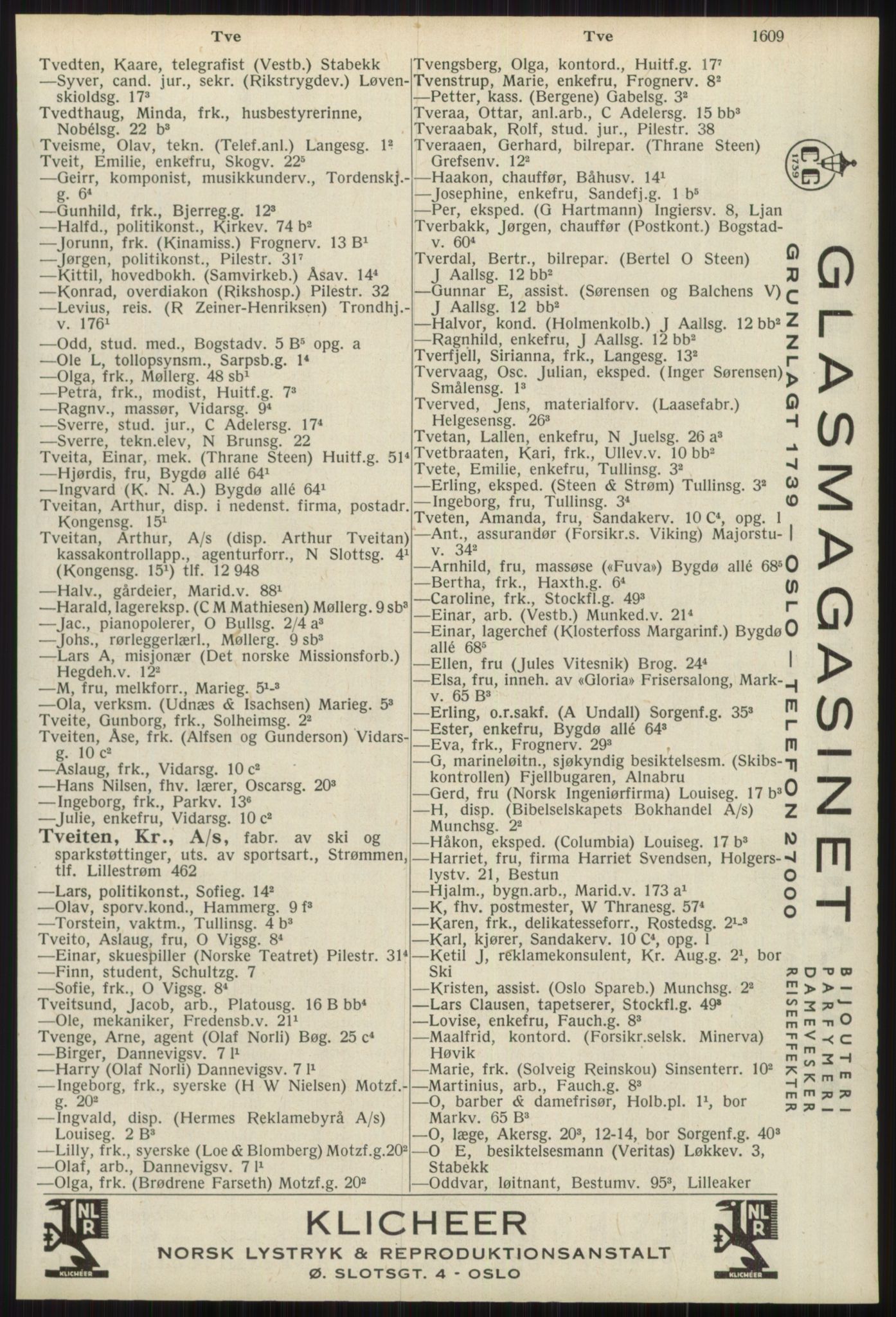 Kristiania/Oslo adressebok, PUBL/-, 1939, p. 1609