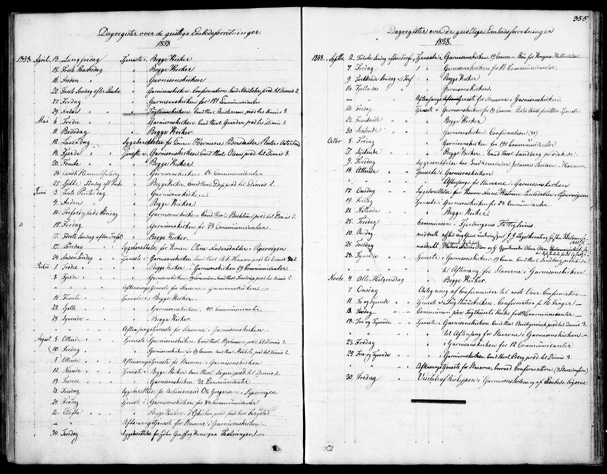 Garnisonsmenigheten Kirkebøker, AV/SAO-A-10846/F/Fa/L0007: Parish register (official) no. 7, 1828-1881, p. 355