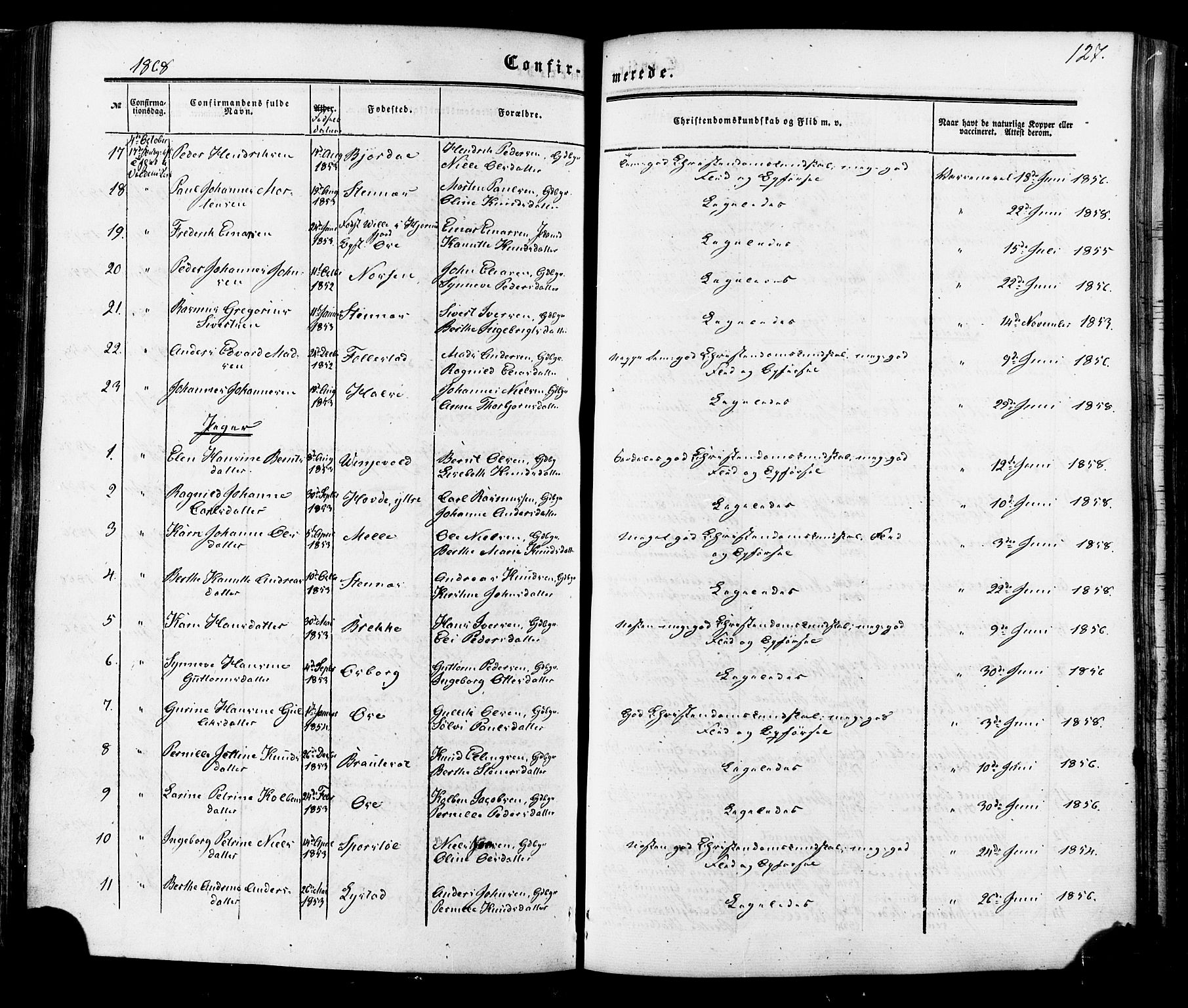 Ministerialprotokoller, klokkerbøker og fødselsregistre - Møre og Romsdal, AV/SAT-A-1454/513/L0175: Parish register (official) no. 513A02, 1856-1877, p. 127