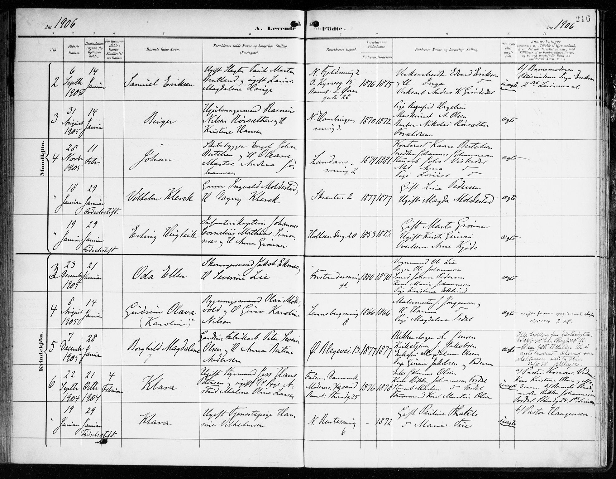 Korskirken sokneprestembete, AV/SAB-A-76101/H/Haa/L0023: Parish register (official) no. B 9, 1899-1908, p. 216