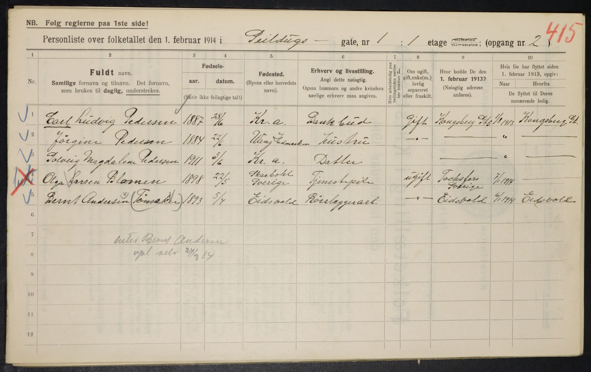 OBA, Municipal Census 1914 for Kristiania, 1914, p. 93658