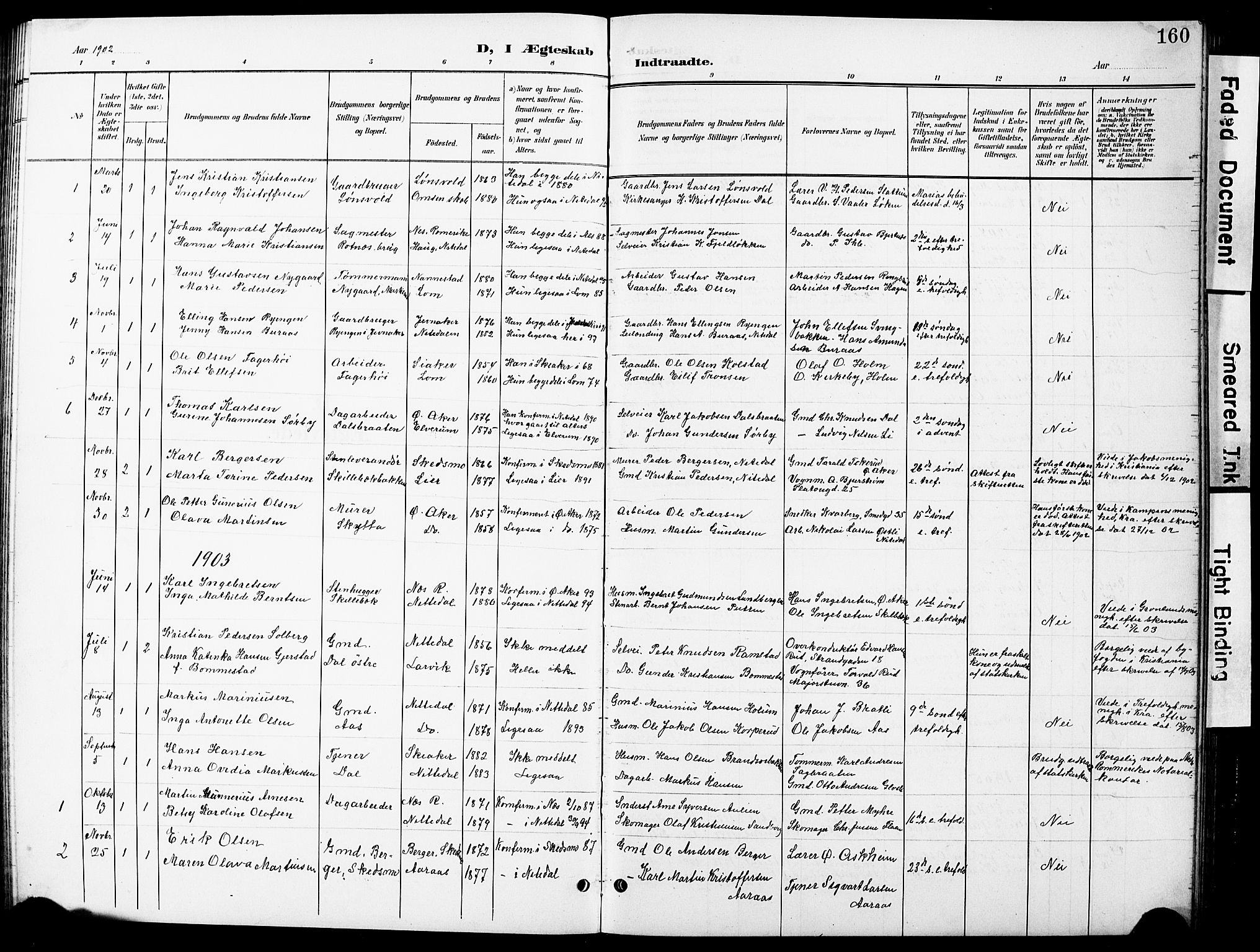 Nittedal prestekontor Kirkebøker, SAO/A-10365a/G/Ga/L0003: Parish register (copy) no. I 3, 1902-1929, p. 160