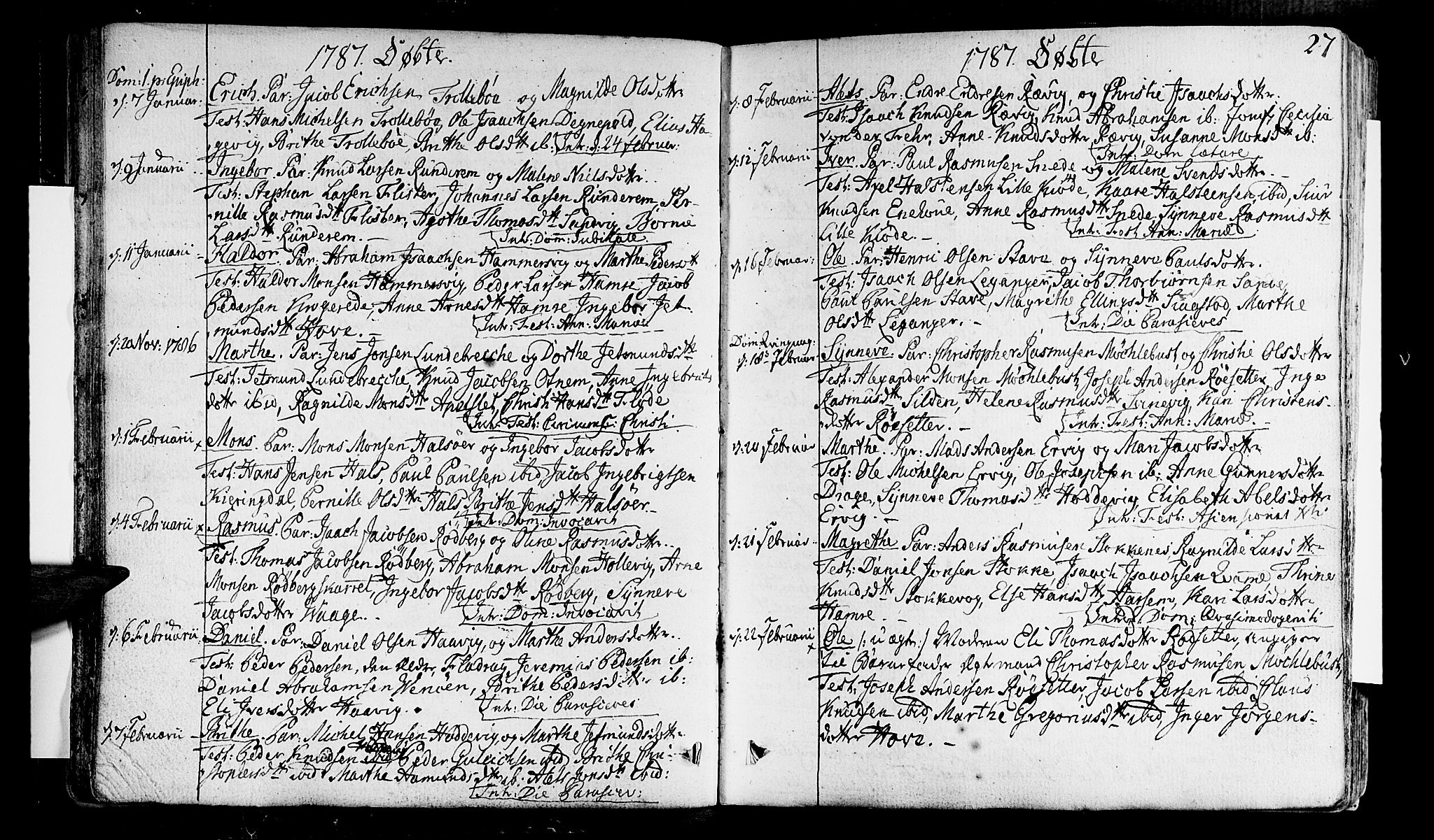 Selje sokneprestembete, SAB/A-99938/H/Ha/Haa/Haaa: Parish register (official) no. A 6, 1782-1806, p. 27