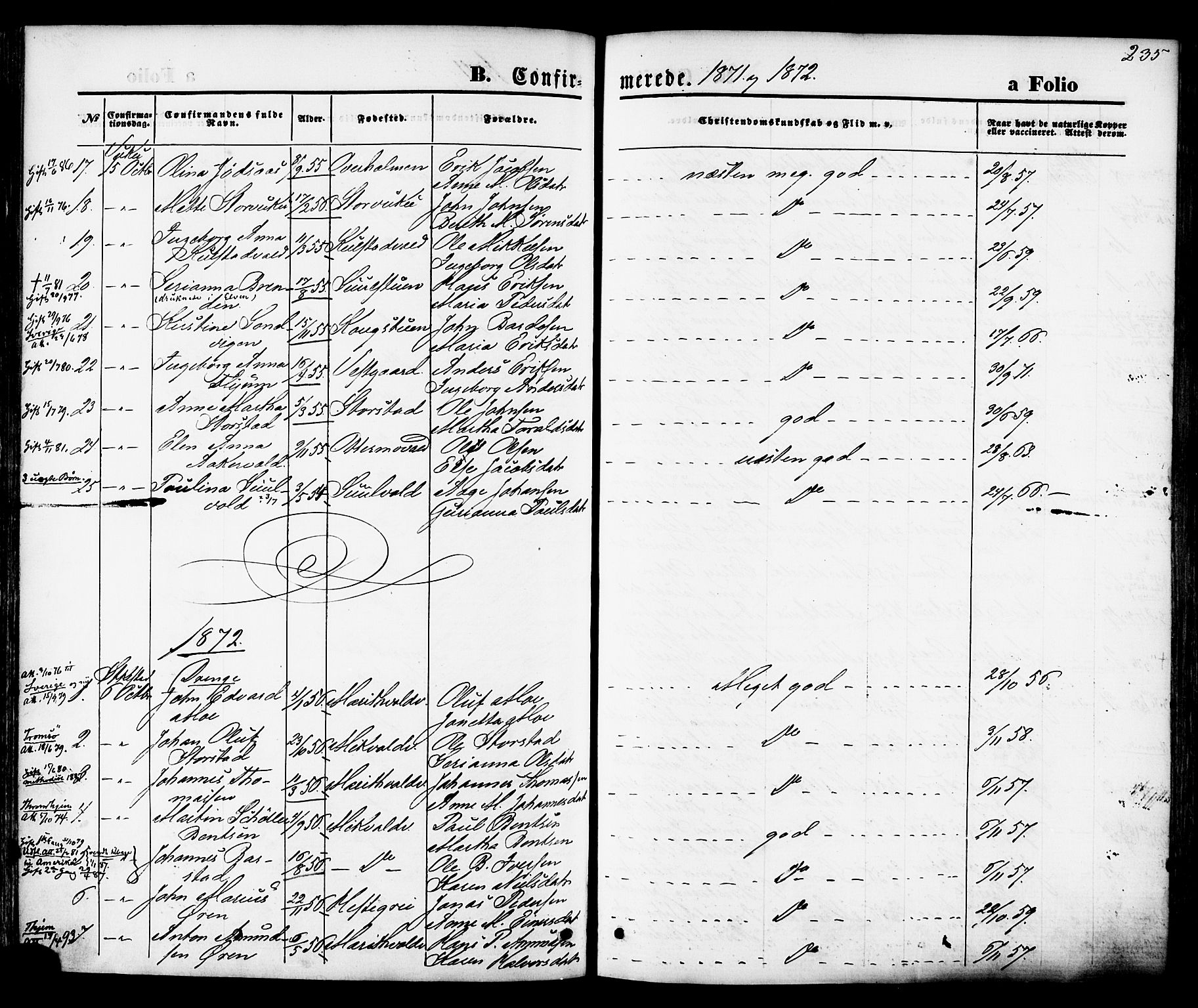 Ministerialprotokoller, klokkerbøker og fødselsregistre - Nord-Trøndelag, SAT/A-1458/723/L0242: Parish register (official) no. 723A11, 1870-1880, p. 235