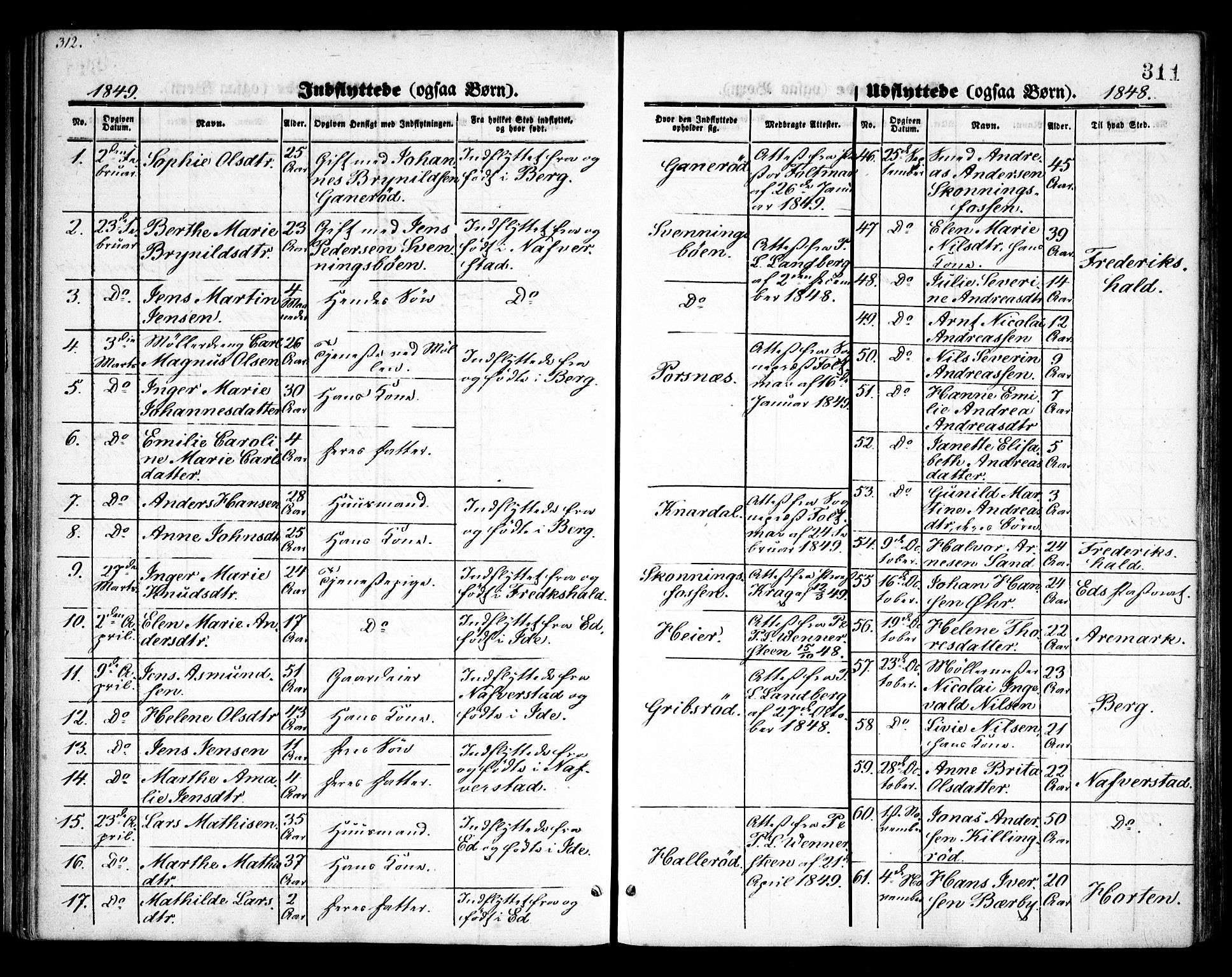 Idd prestekontor Kirkebøker, SAO/A-10911/F/Fc/L0004b: Parish register (official) no. III 4B, 1848-1860, p. 311