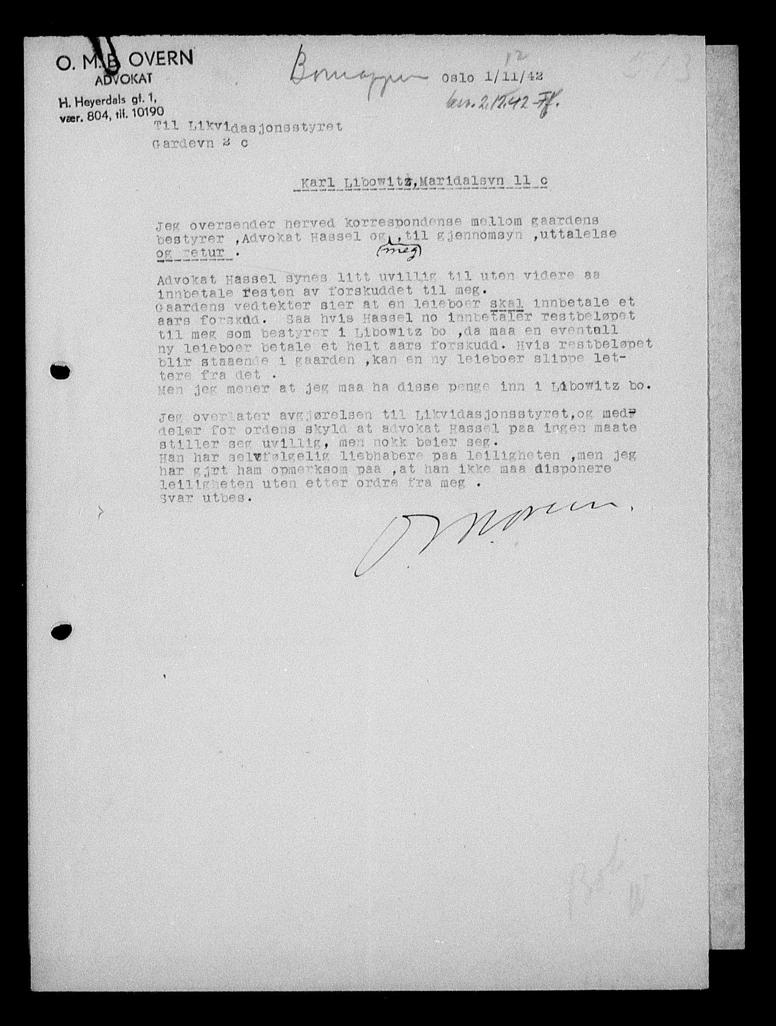 Justisdepartementet, Tilbakeføringskontoret for inndratte formuer, AV/RA-S-1564/H/Hc/Hcc/L0959: --, 1945-1947, p. 606