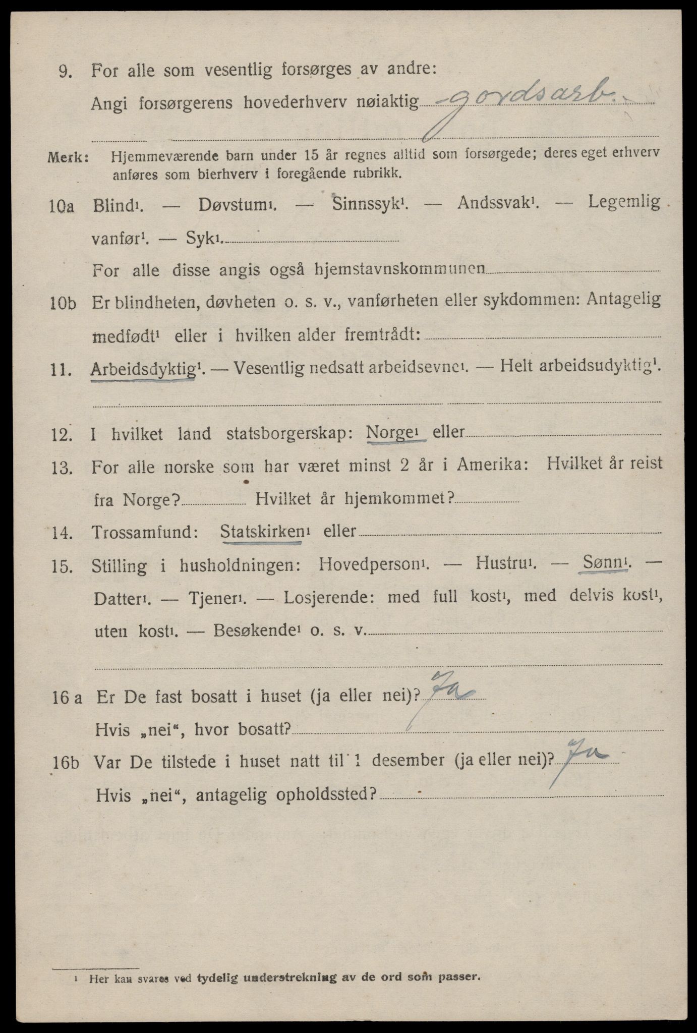 SAST, 1920 census for Erfjord, 1920, p. 292