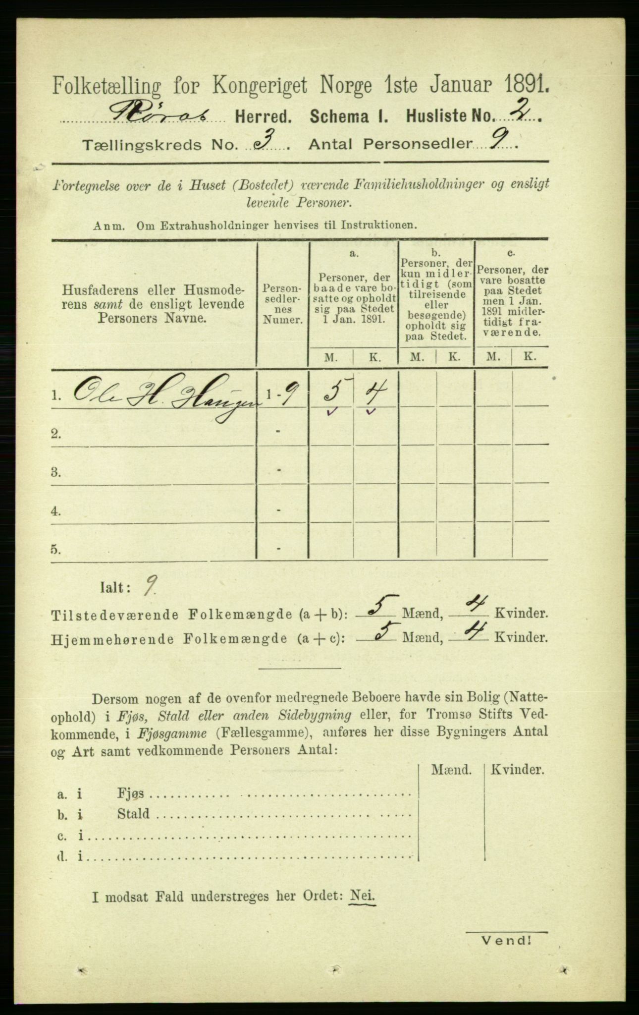 RA, 1891 census for 1640 Røros, 1891, p. 490