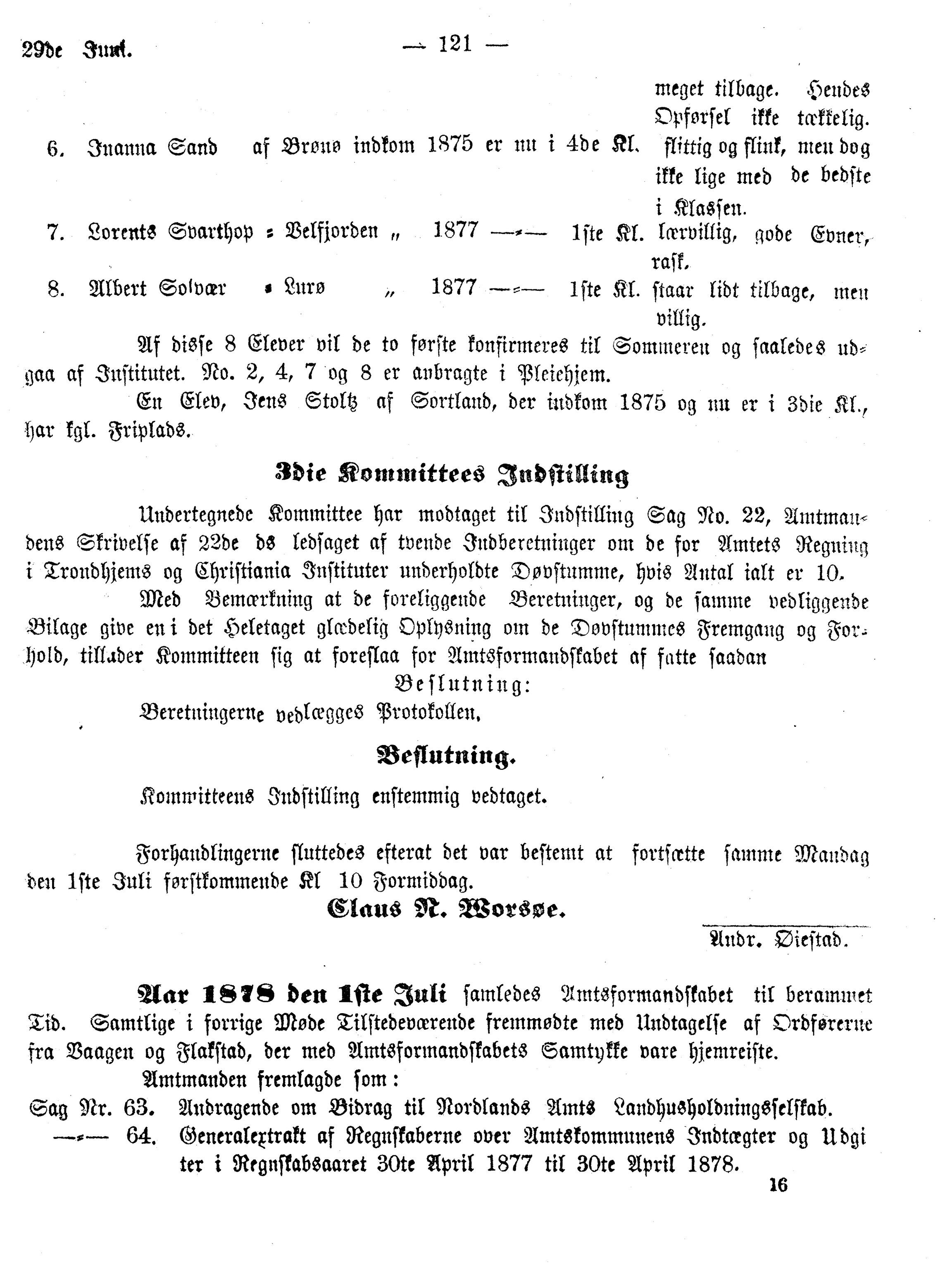 Nordland Fylkeskommune. Fylkestinget, AIN/NFK-17/176/A/Ac/L0010: Fylkestingsforhandlinger 1874-1880, 1874-1880, p. 121