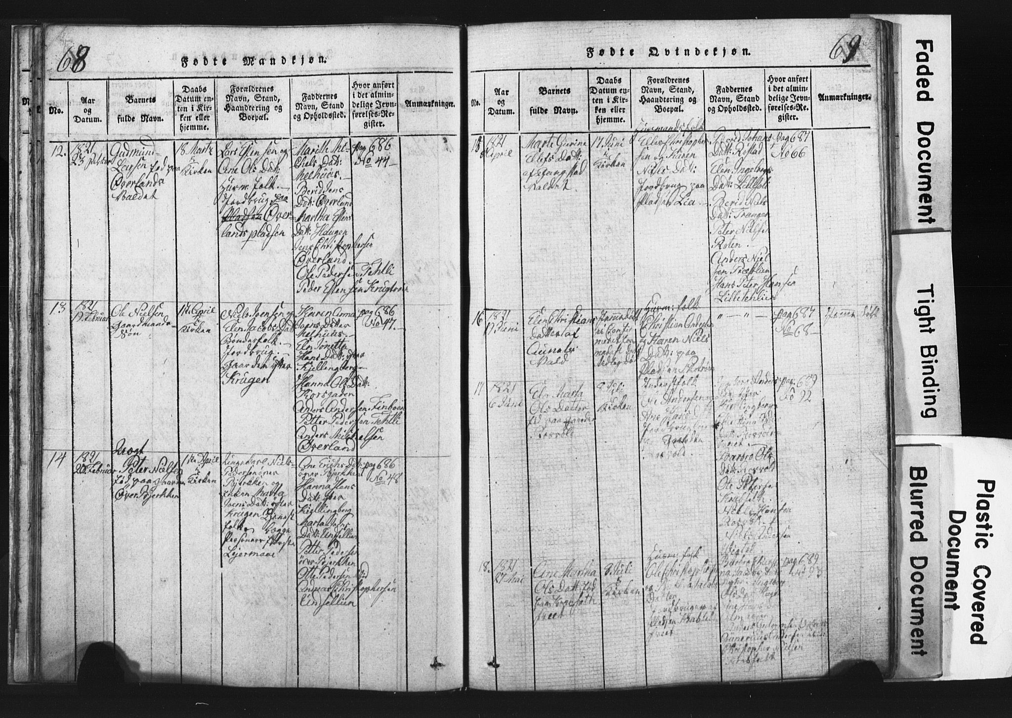 Ministerialprotokoller, klokkerbøker og fødselsregistre - Nord-Trøndelag, AV/SAT-A-1458/701/L0017: Parish register (copy) no. 701C01, 1817-1825, p. 68-69