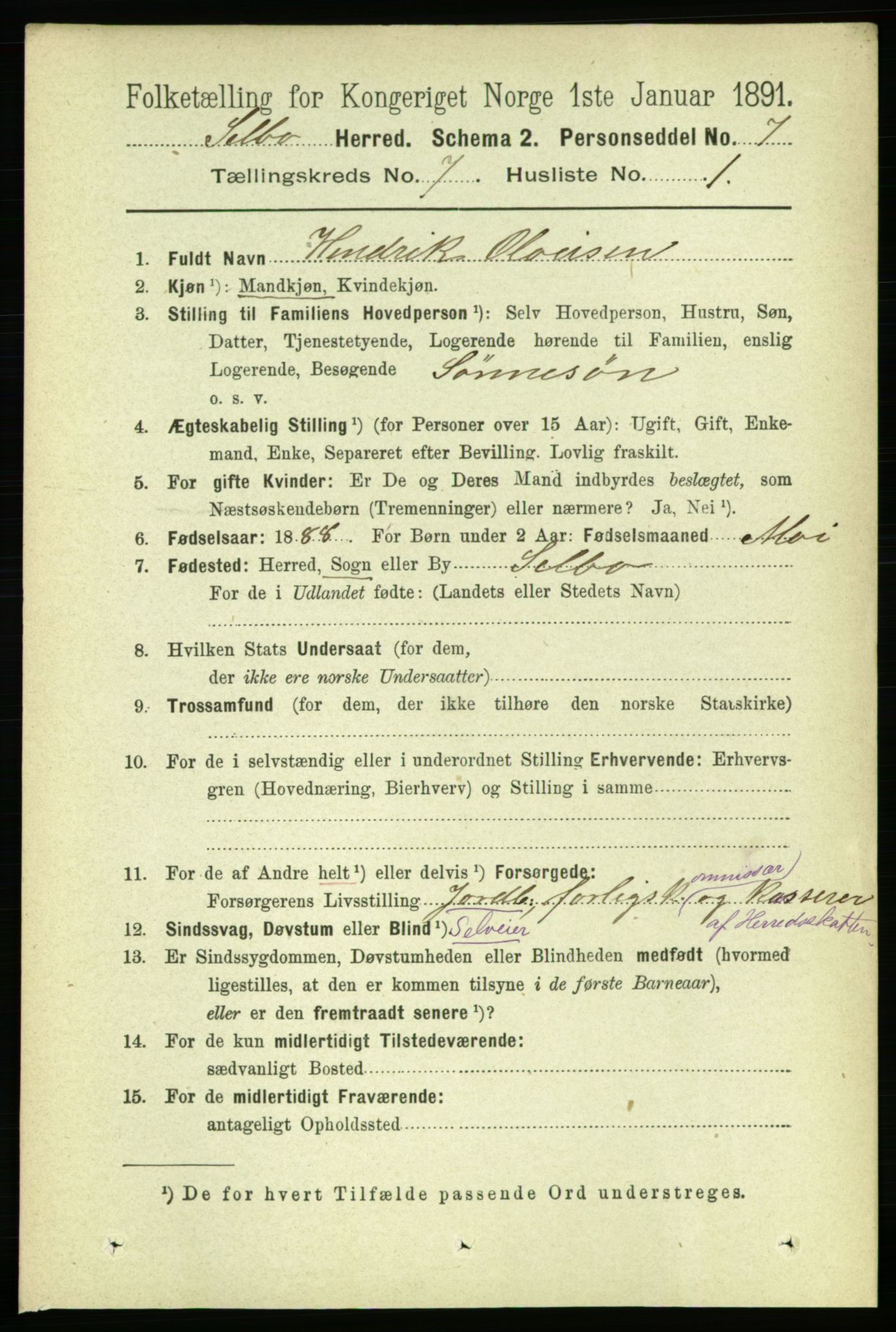 RA, 1891 census for 1664 Selbu, 1891, p. 2574