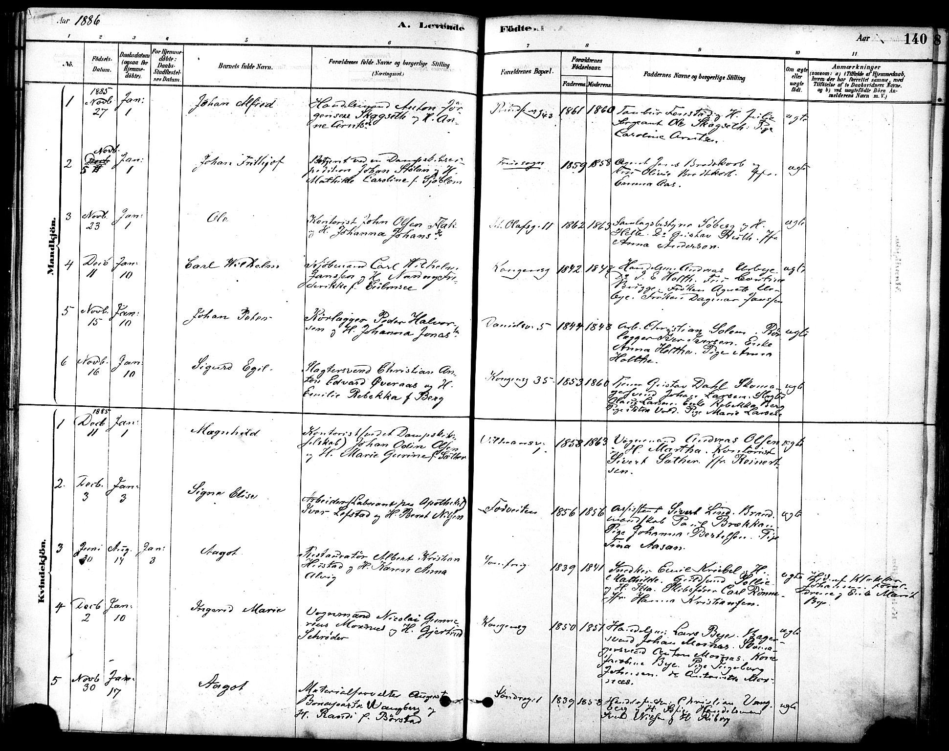Ministerialprotokoller, klokkerbøker og fødselsregistre - Sør-Trøndelag, SAT/A-1456/601/L0057: Parish register (official) no. 601A25, 1877-1891, p. 140
