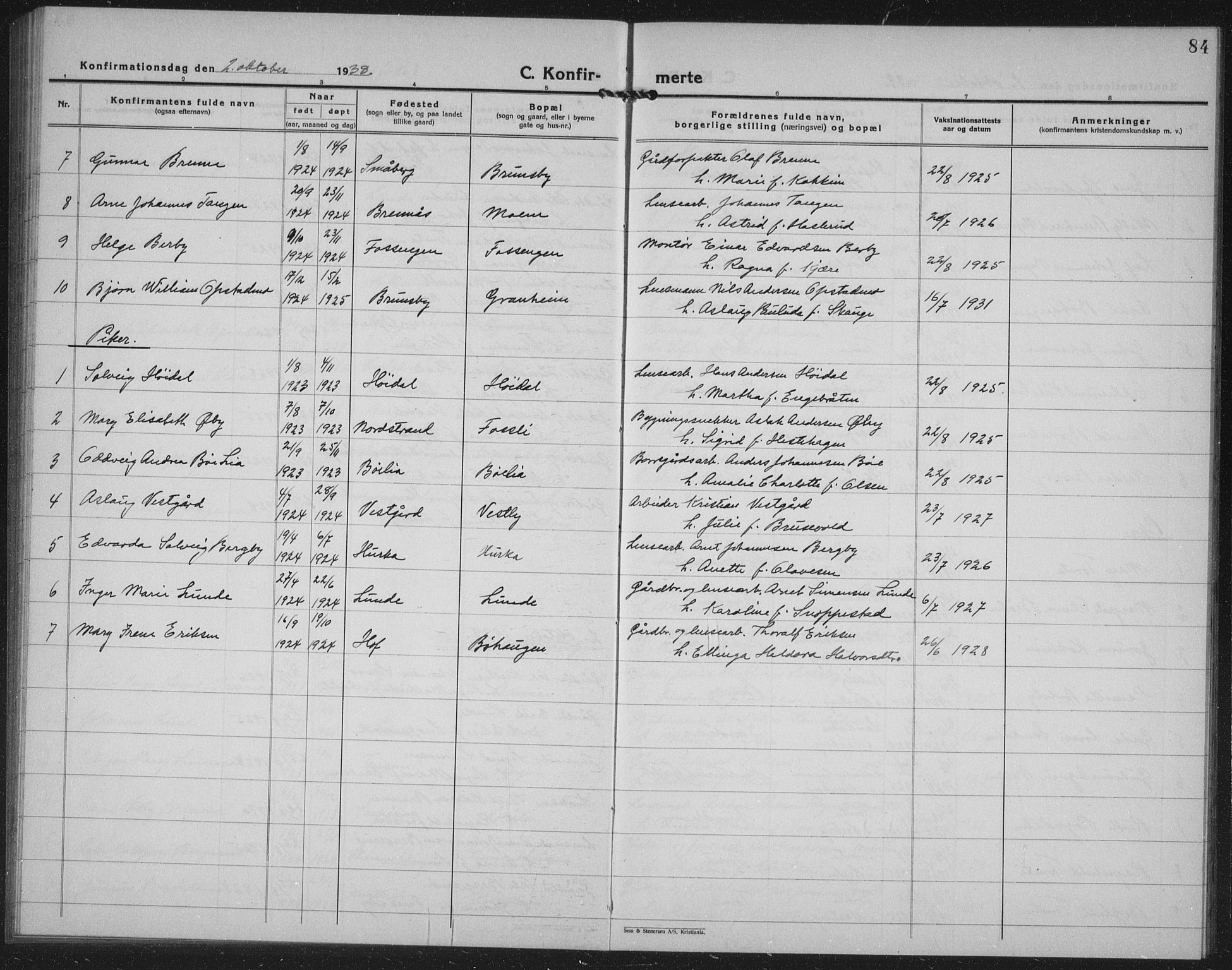Varteig prestekontor Kirkebøker, AV/SAO-A-10447a/G/Ga/L0002: Parish register (copy) no. 2, 1924-1941, p. 84