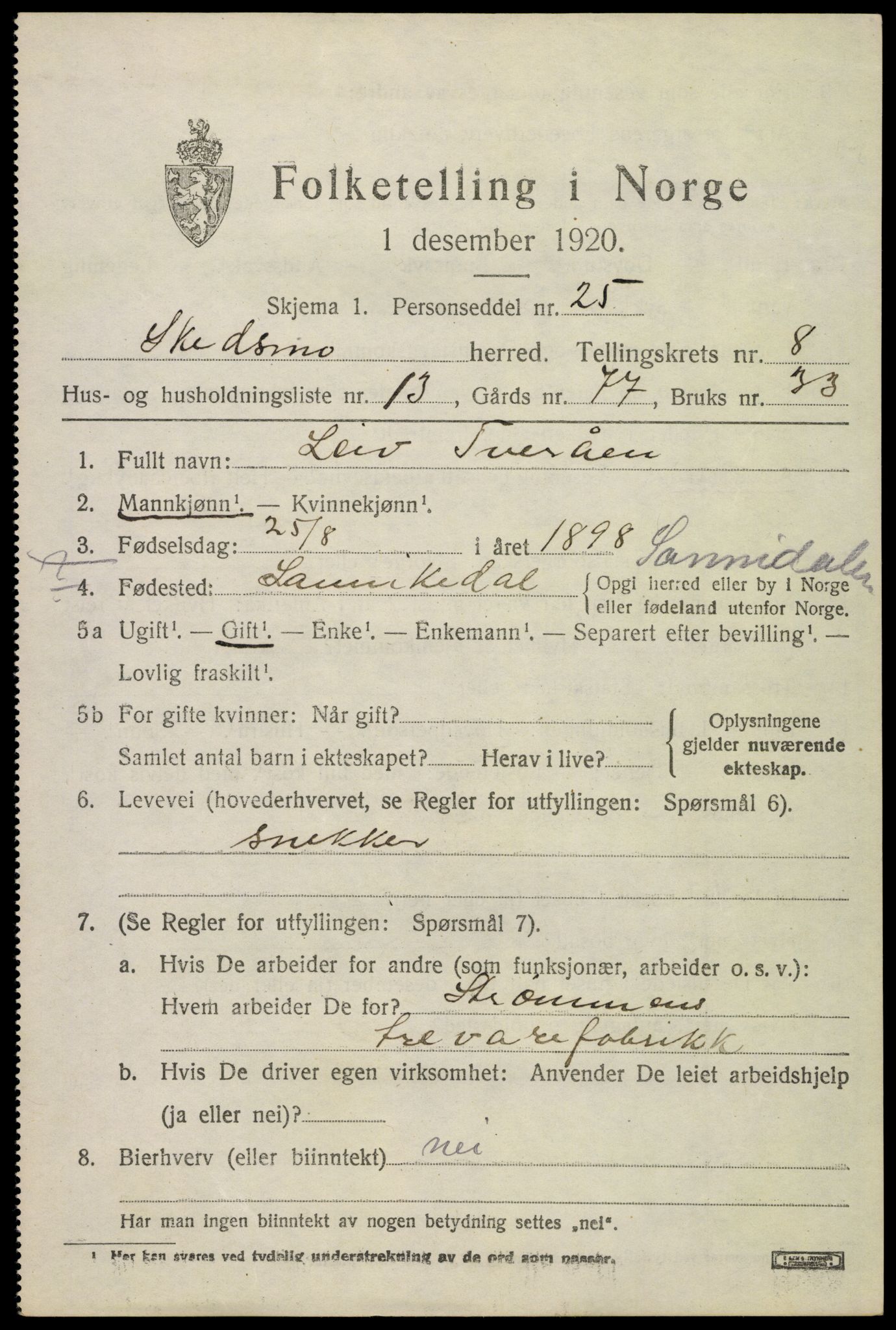 SAO, 1920 census for Skedsmo, 1920, p. 9049