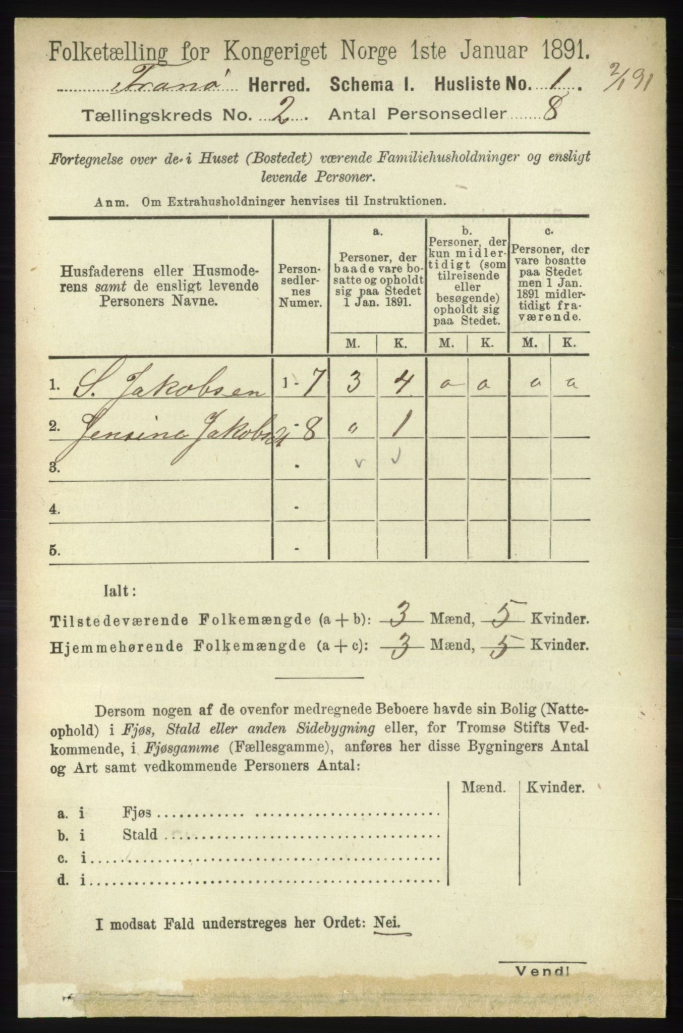 RA, 1891 census for 1927 Tranøy, 1891, p. 434
