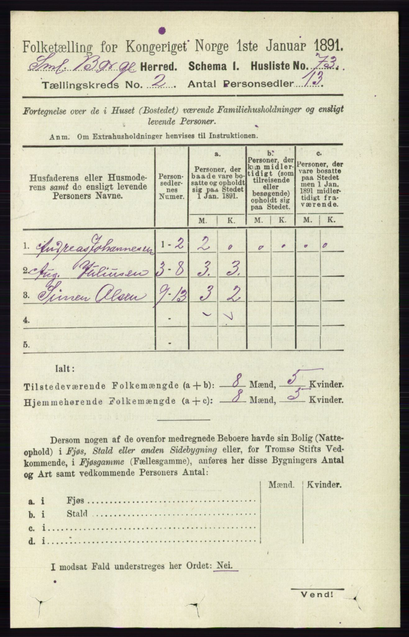 RA, 1891 census for 0113 Borge, 1891, p. 812