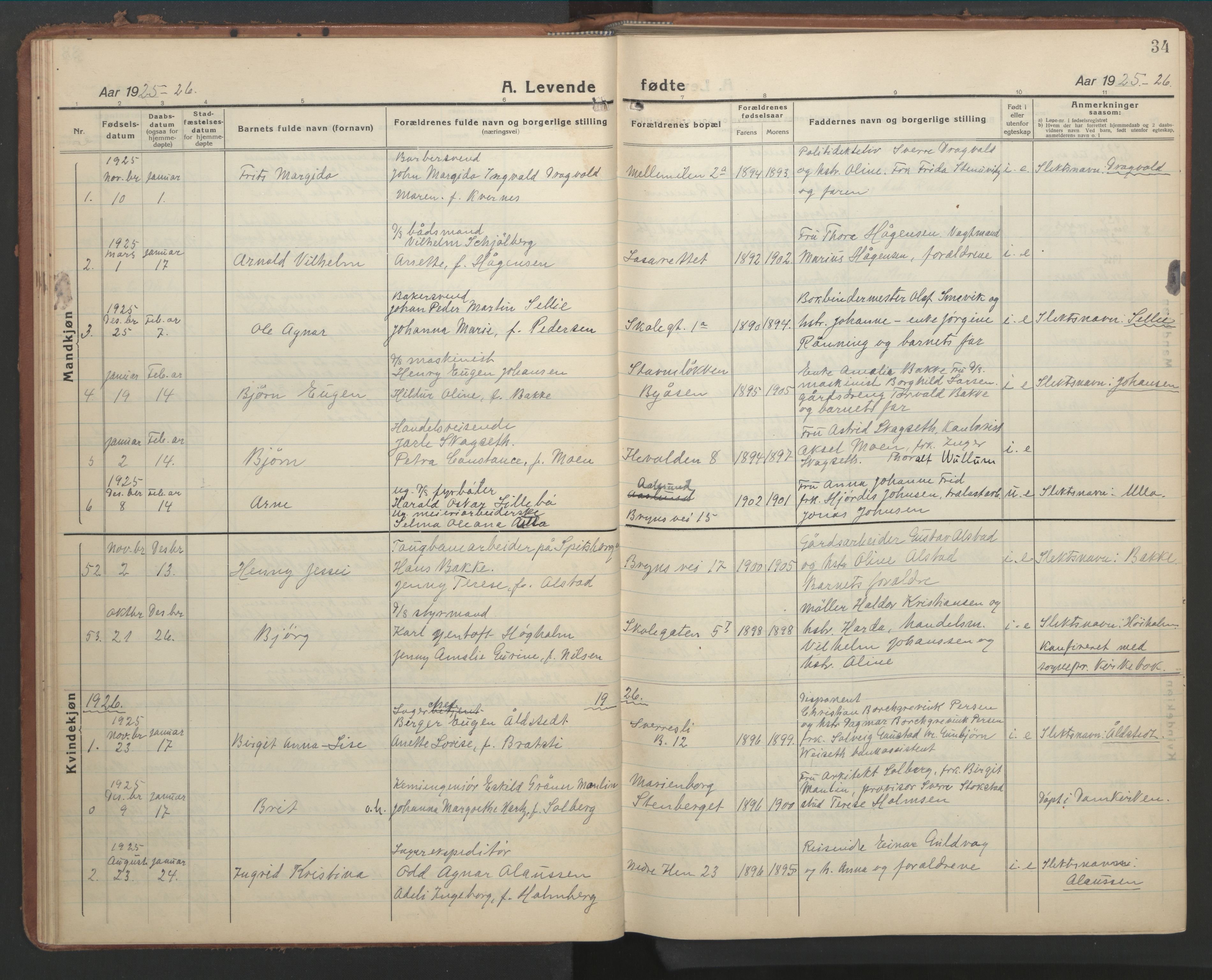 Ministerialprotokoller, klokkerbøker og fødselsregistre - Sør-Trøndelag, SAT/A-1456/603/L0174: Parish register (copy) no. 603C02, 1923-1951, p. 34