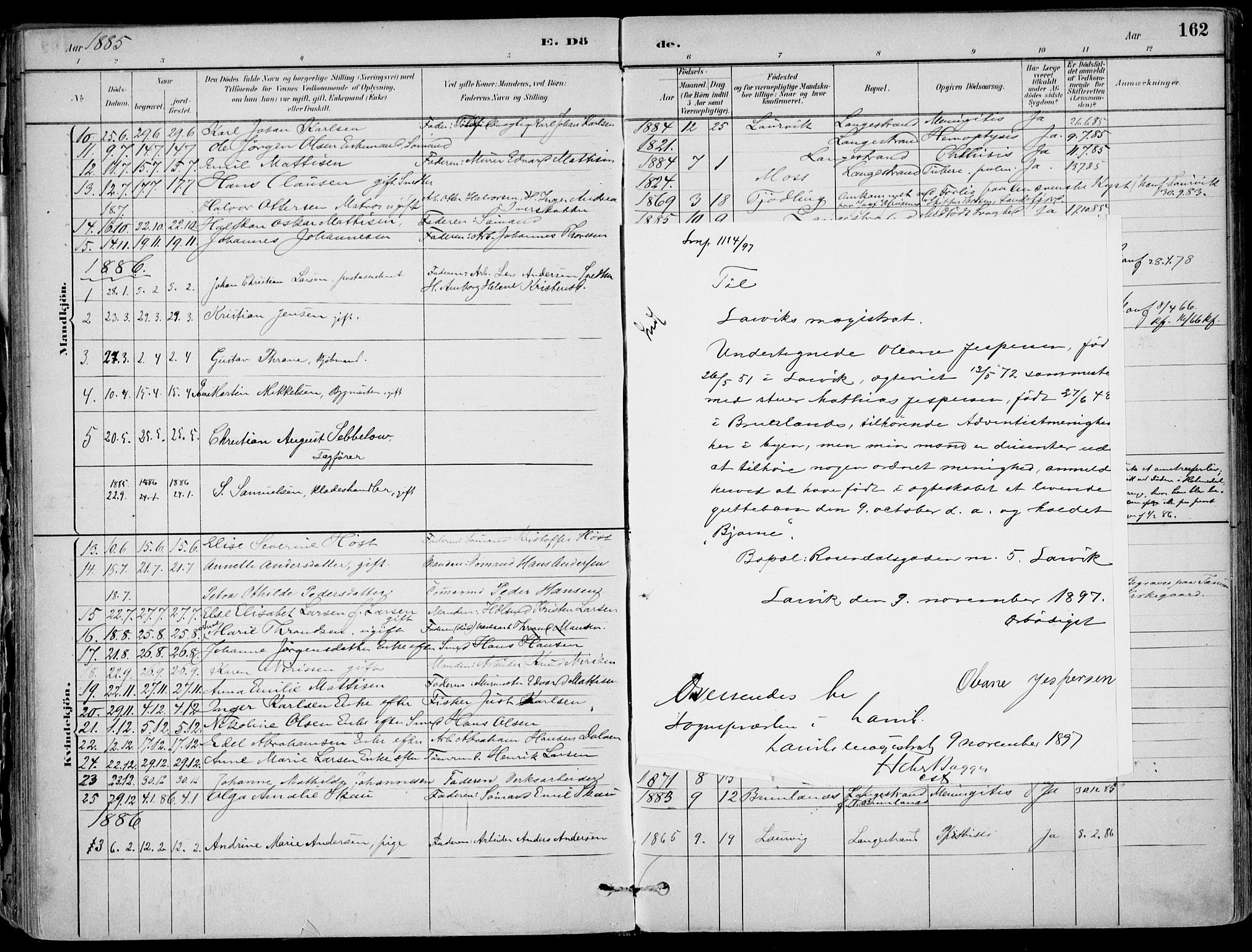 Larvik kirkebøker, AV/SAKO-A-352/F/Fb/L0004: Parish register (official) no. II 4, 1884-1902