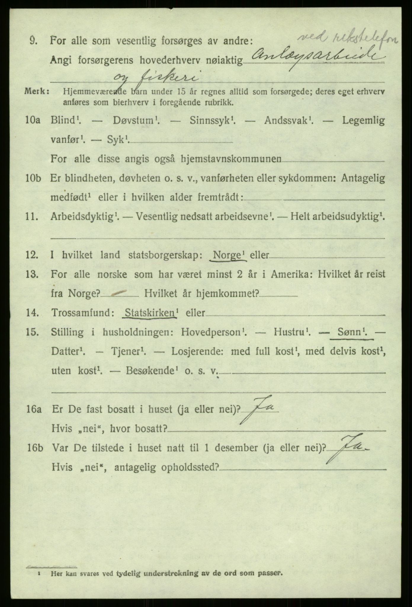 SAB, 1920 census for Gulen, 1920, p. 6190