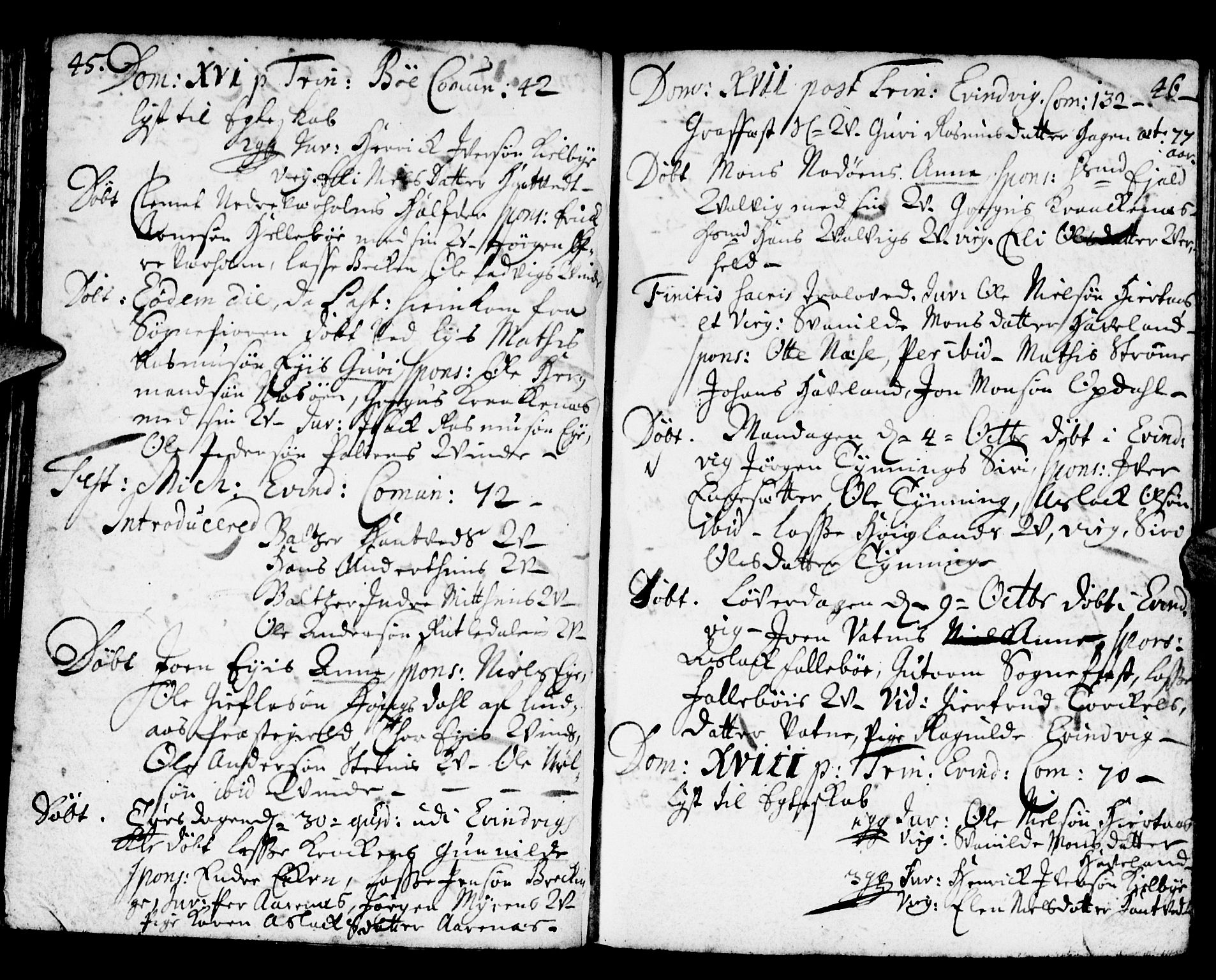 Gulen sokneprestembete, SAB/A-80201/H/Haa/Haaa/L0002: Parish register (official) no. A 2, 1699-1705, p. 45-46