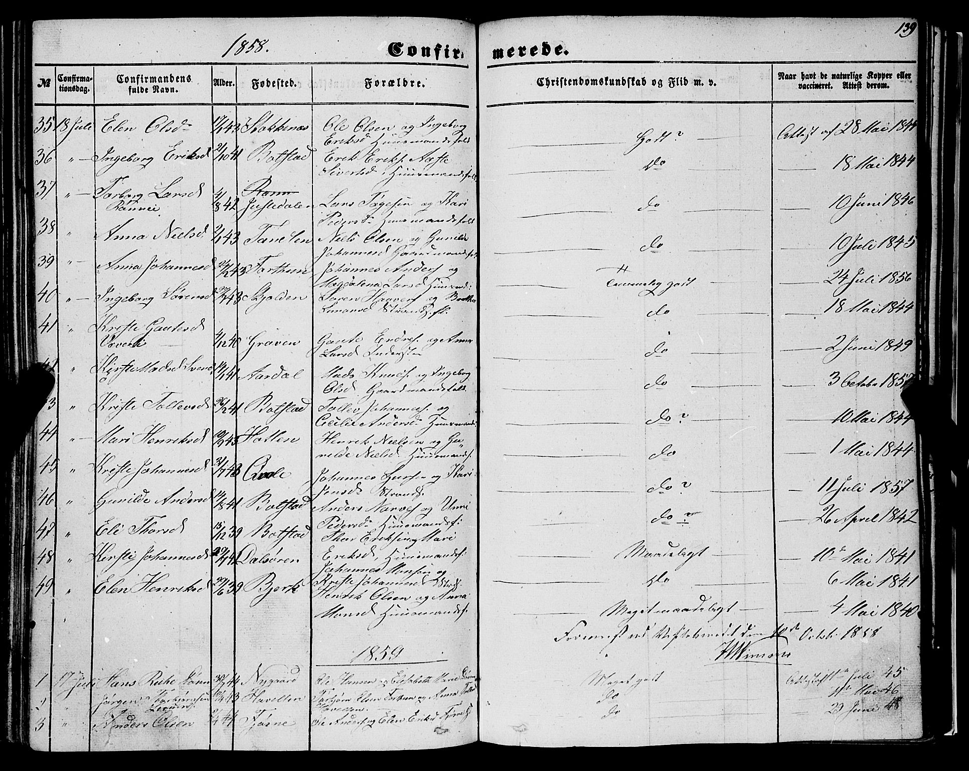 Luster sokneprestembete, AV/SAB-A-81101/H/Haa/Haaa/L0007: Parish register (official) no. A 7, 1849-1859, p. 139