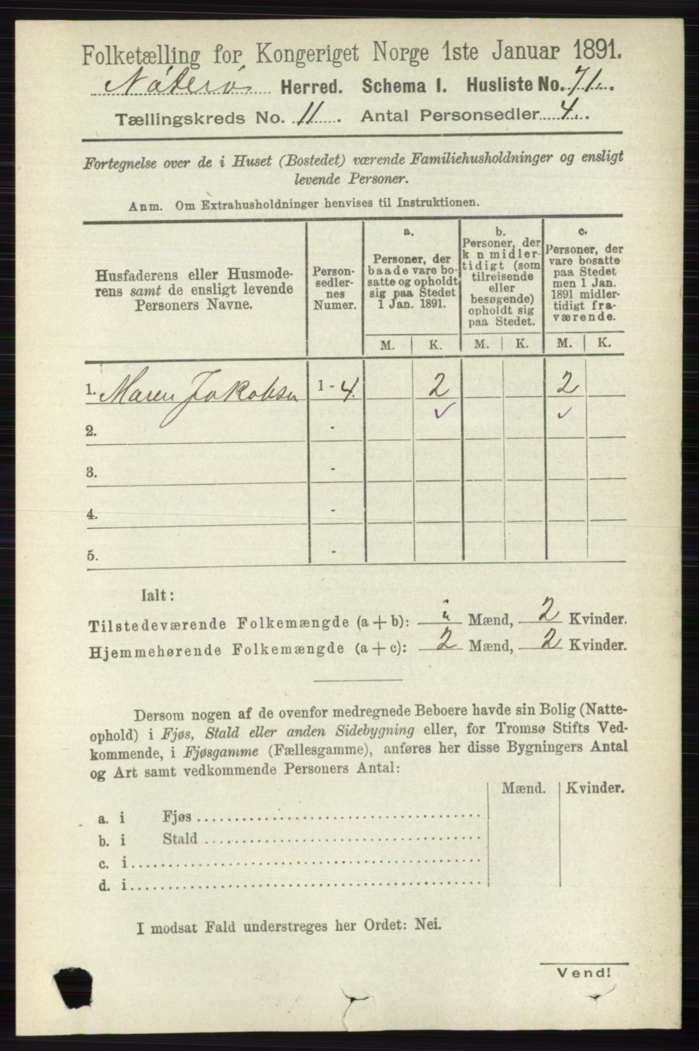 RA, 1891 census for 0722 Nøtterøy, 1891, p. 5807