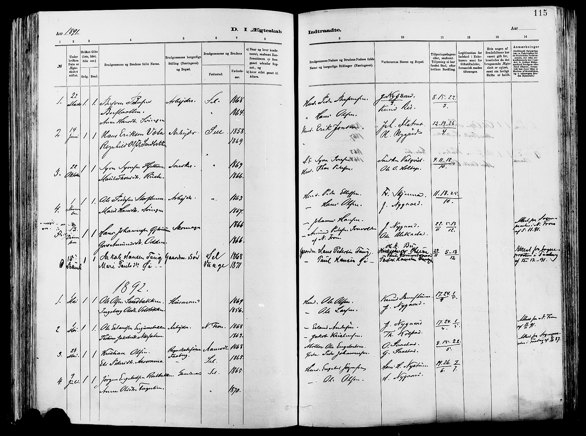 Vågå prestekontor, SAH/PREST-076/H/Ha/Haa/L0008: Parish register (official) no. 8, 1886-1904, p. 115