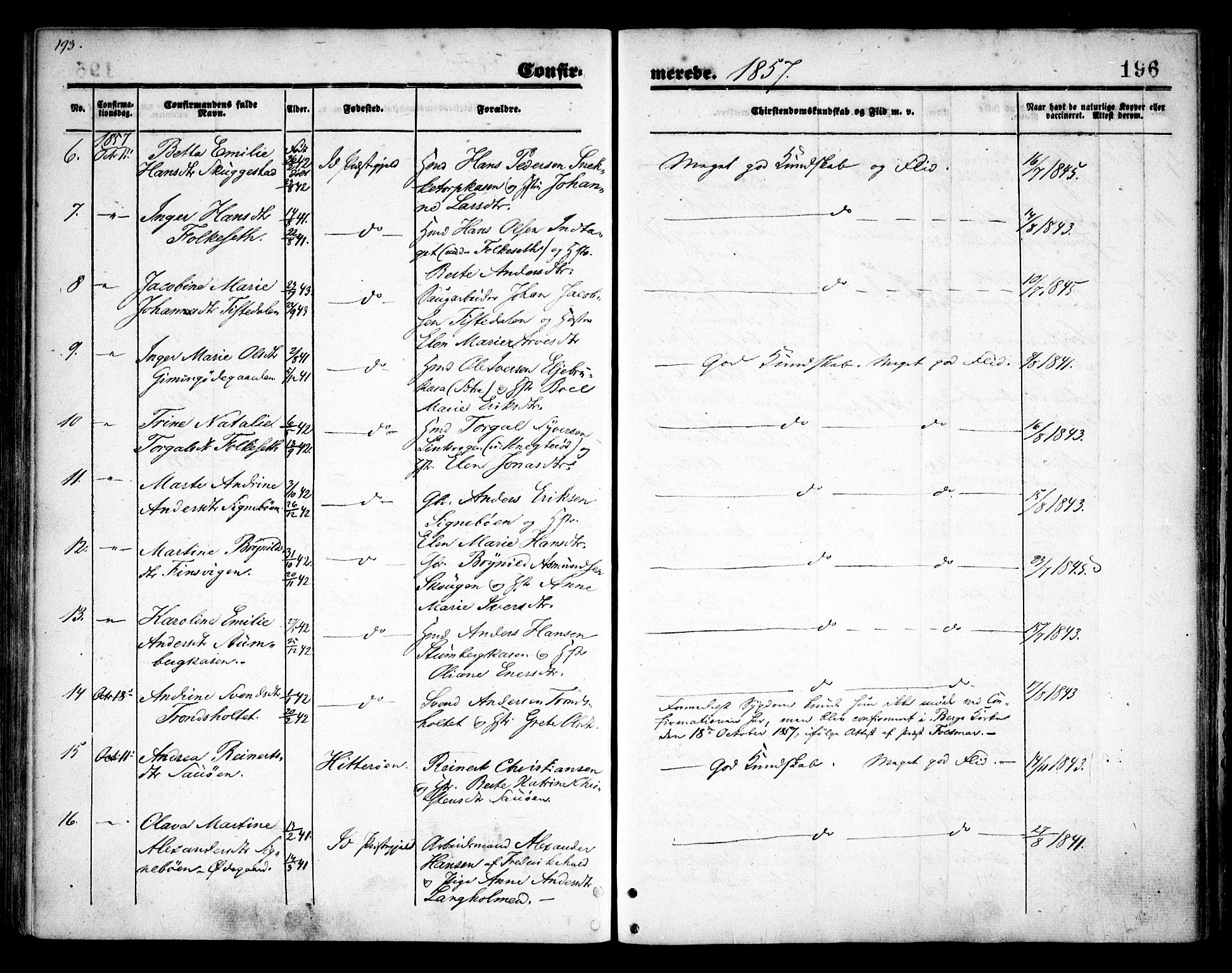 Idd prestekontor Kirkebøker, AV/SAO-A-10911/F/Fc/L0004a: Parish register (official) no. III 4A, 1848-1860, p. 196