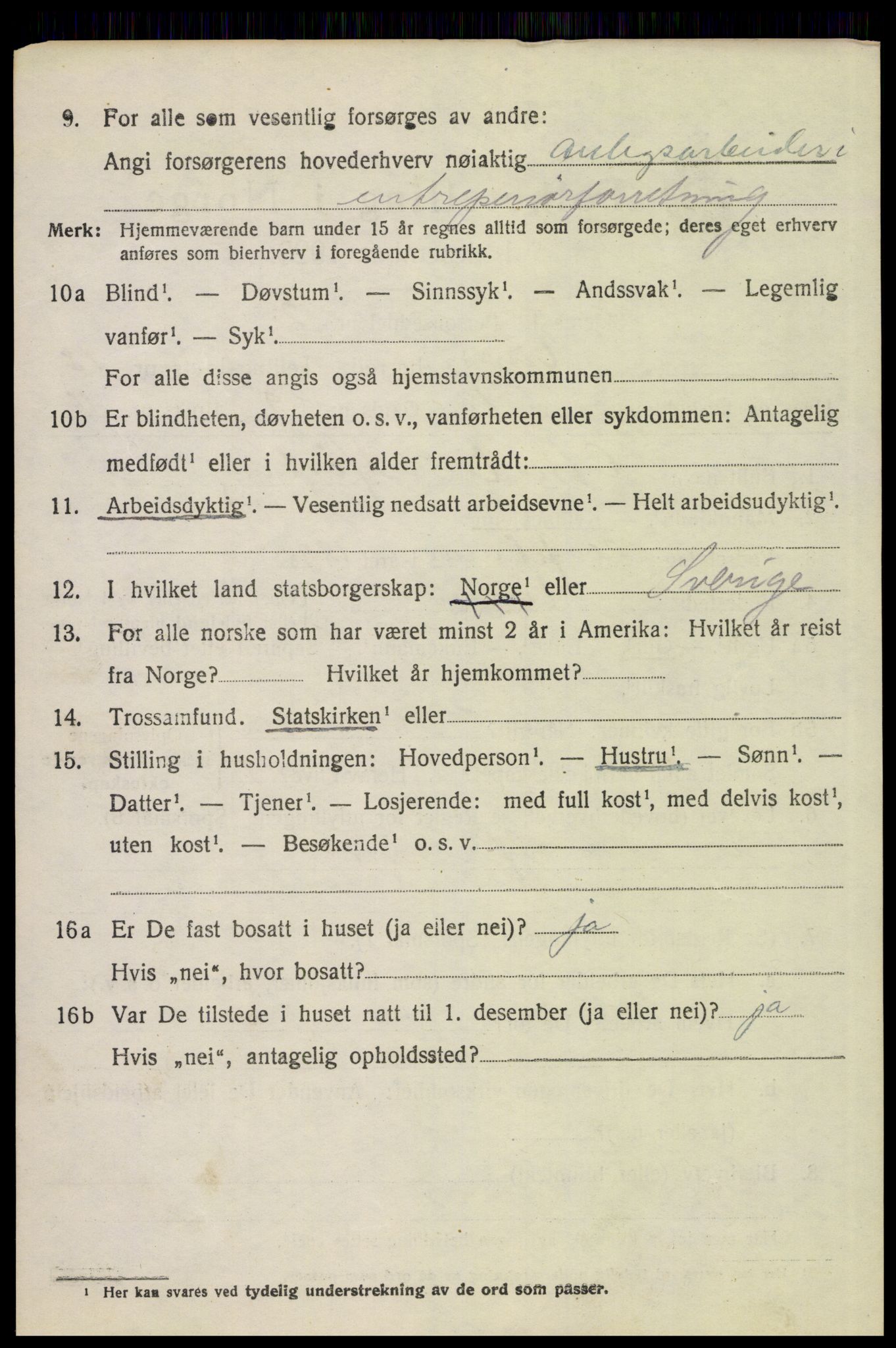 SAH, 1920 census for Vinger, 1920, p. 11223