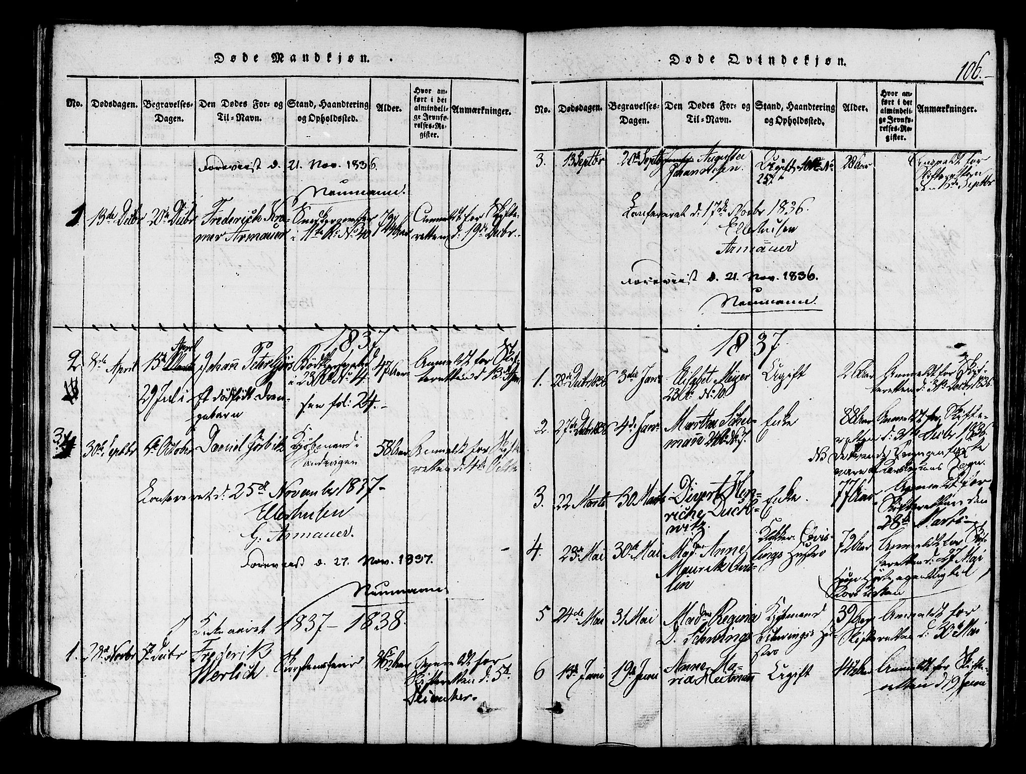 Mariakirken Sokneprestembete, SAB/A-76901/H/Haa/L0005: Parish register (official) no. A 5, 1815-1845, p. 106