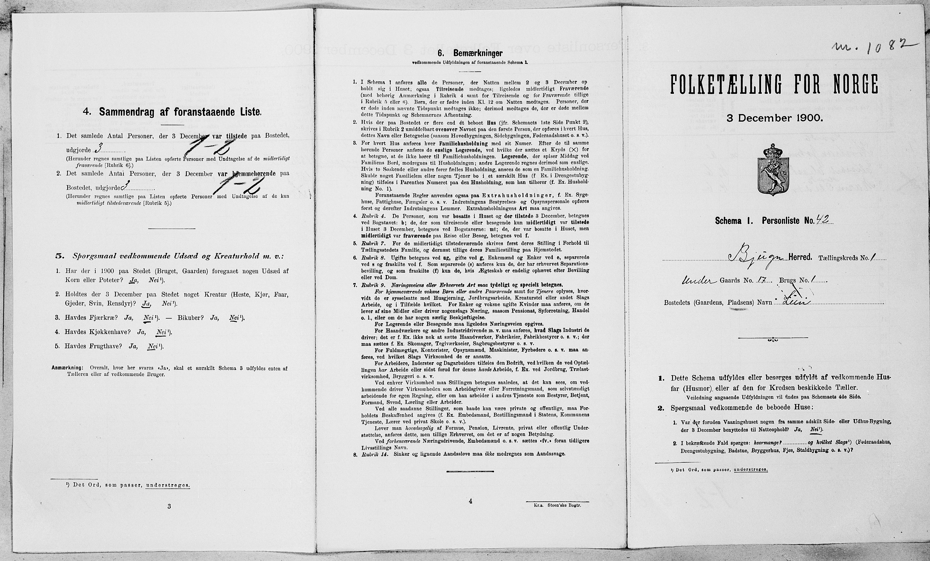 SAT, 1900 census for Bjugn, 1900, p. 110