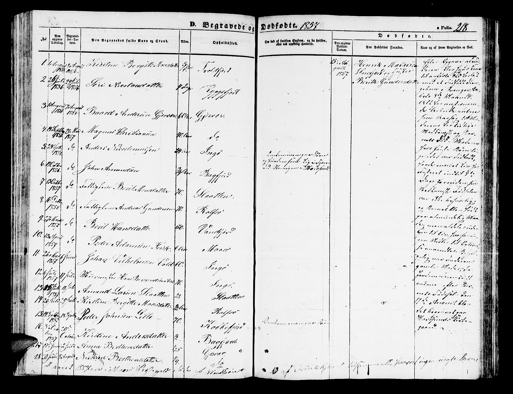 Måsøy sokneprestkontor, SATØ/S-1348/H/Hb/L0001klokker: Parish register (copy) no. 1, 1852-1877, p. 218