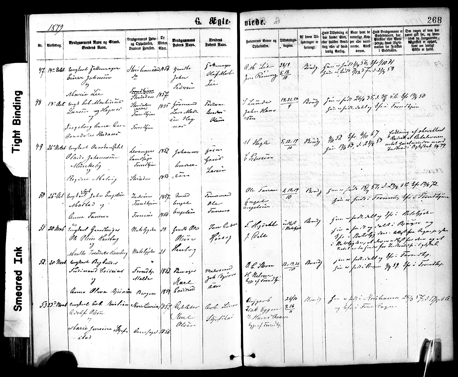 Ministerialprotokoller, klokkerbøker og fødselsregistre - Sør-Trøndelag, SAT/A-1456/602/L0118: Parish register (official) no. 602A16, 1873-1879, p. 268